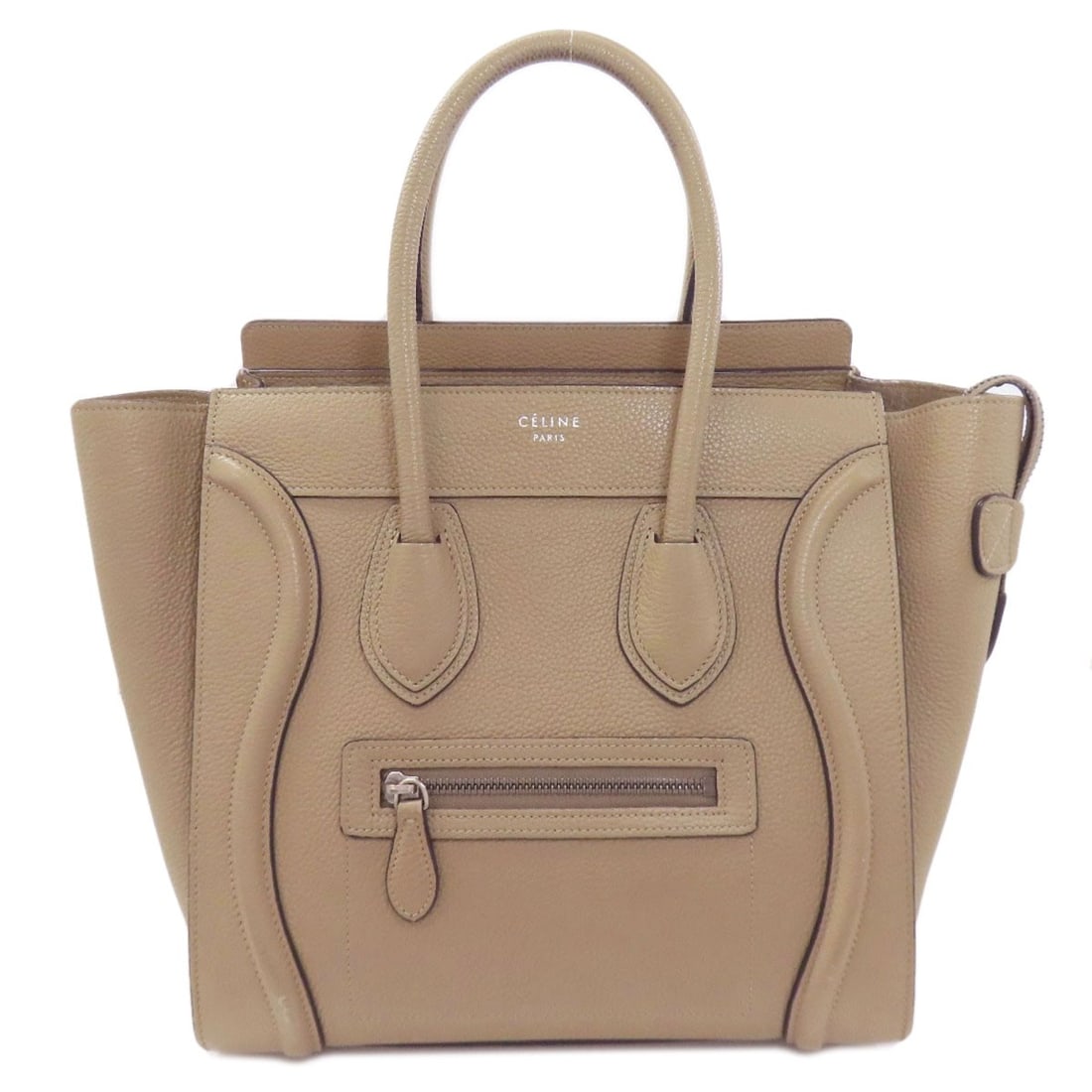 Calf Celine Handbag Micro Luggage: Calf Celine Handbag Micro Luggage Brown Calf Celine Handbag Micro Luggage. Made from high-quality Calf leather, this compact handbag features a classic design with a brown exterior. The micro luggage