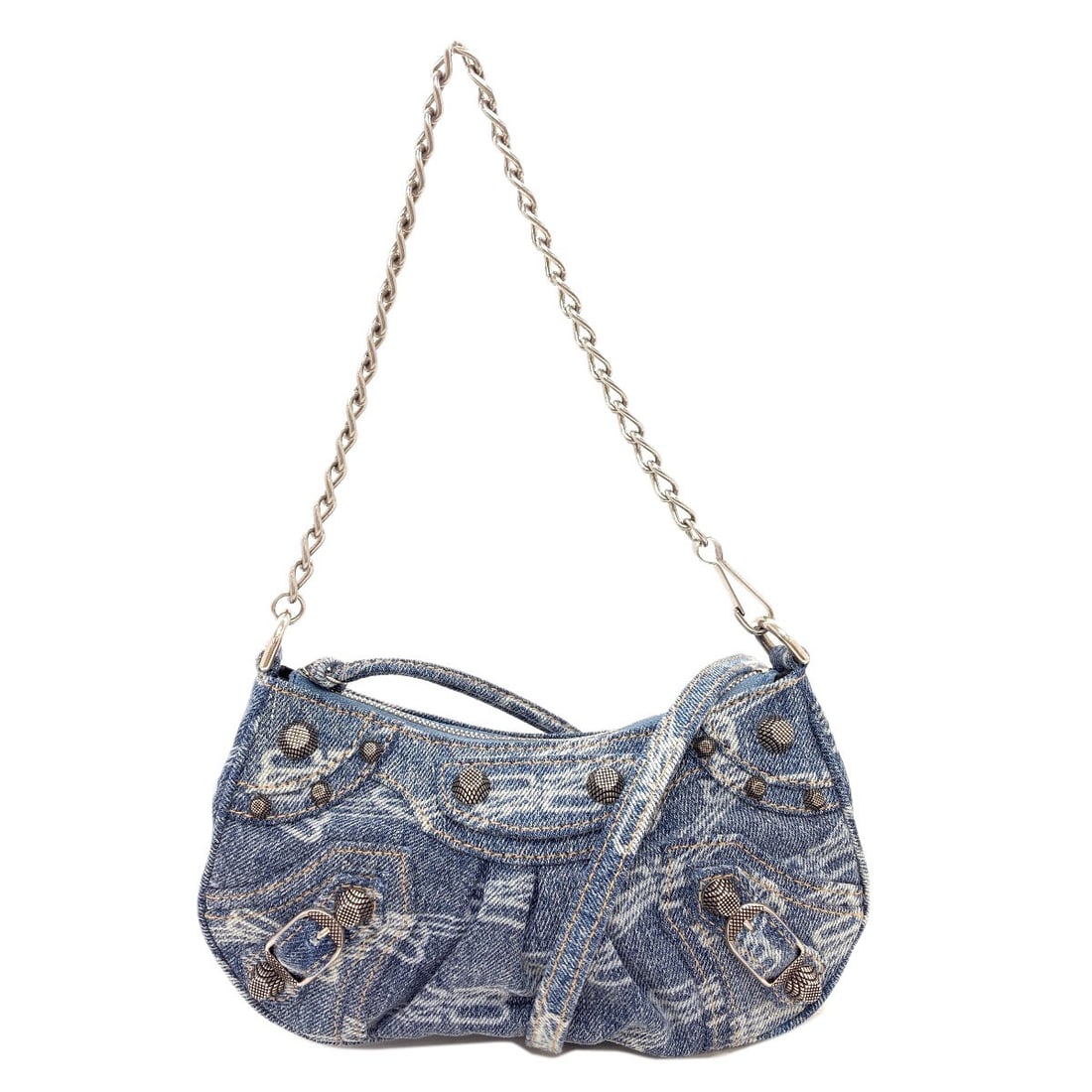 695814 Le Cagol Denim Handbag 2Way Balenciaga: 695814 Le Cagol Denim Handbag 2Way Balenciaga Blue denim handbag from Balenciaga, featuring a 2-way design. Made from denim exterior, this unique handbag stands out with its bold and stylish look.
