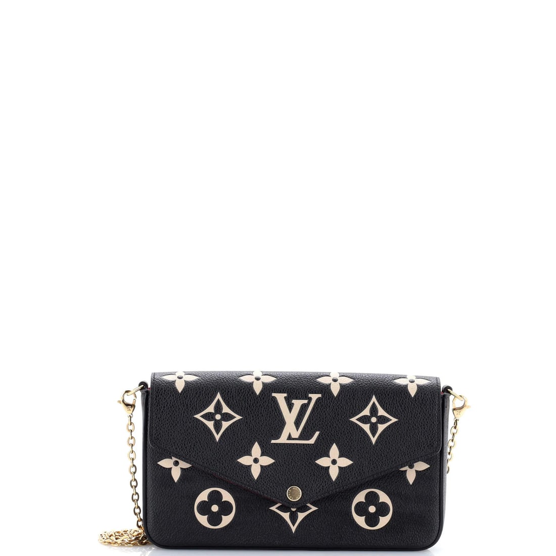 Vuitton Monogram Pochette Empreinte Bicolor Felicie Giant Louis: Vuitton Monogram Pochette Empreinte Bicolor Felicie Giant Louis The Vuitton Monogram Pochette Empreinte Bicolor Felicie Giant Louis is a unique and stylish cross body bag featuring the iconic Louis