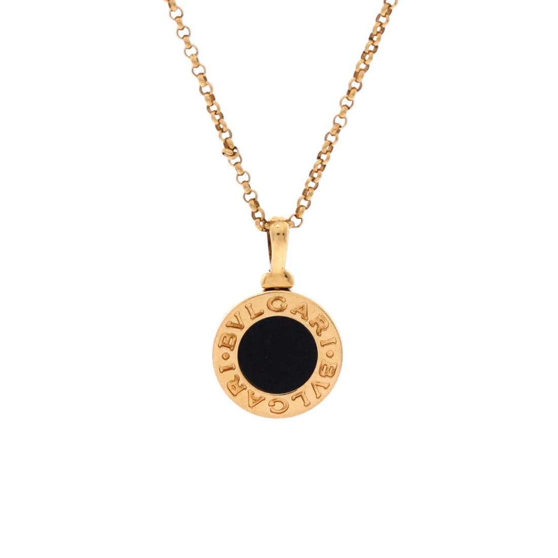 Yellow Gold Bvlgari Pendant Necklace Onyx (1 of 3)