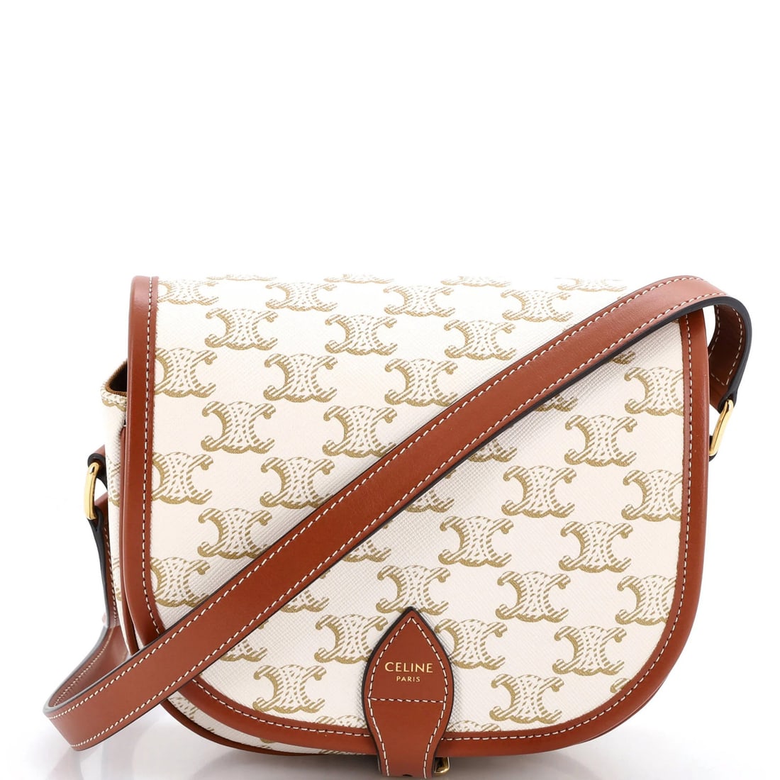 Canvas Coated Medium Triomphe Folco Bag Celine: Canvas Coated Medium Triomphe Folco Bag Celine Canvas Coated Medium Triomphe Folco Bag Celine - A Neutral and Timeless Cross Body Bag. This medium-sized bag features a canvas coated exterior with