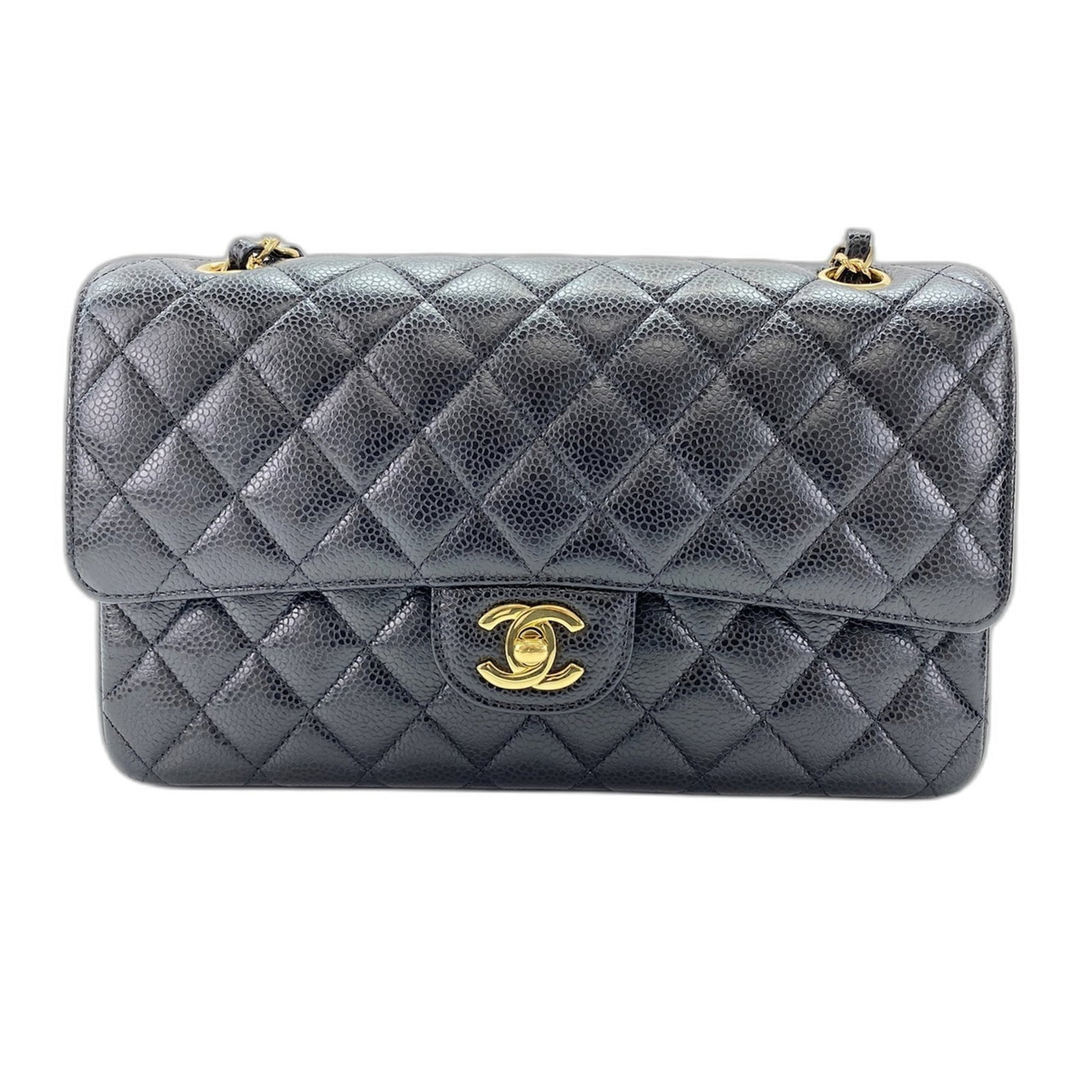 Shoulder Bag by Chanel: Shoulder Bag by Chanel Black Matelasse shoulder bag by Chanel, featuring a sleek 50cm strap and compact 14cm x 25cm x 6.5cm dimensions, making it a versatile and portable accessory. The bag's black