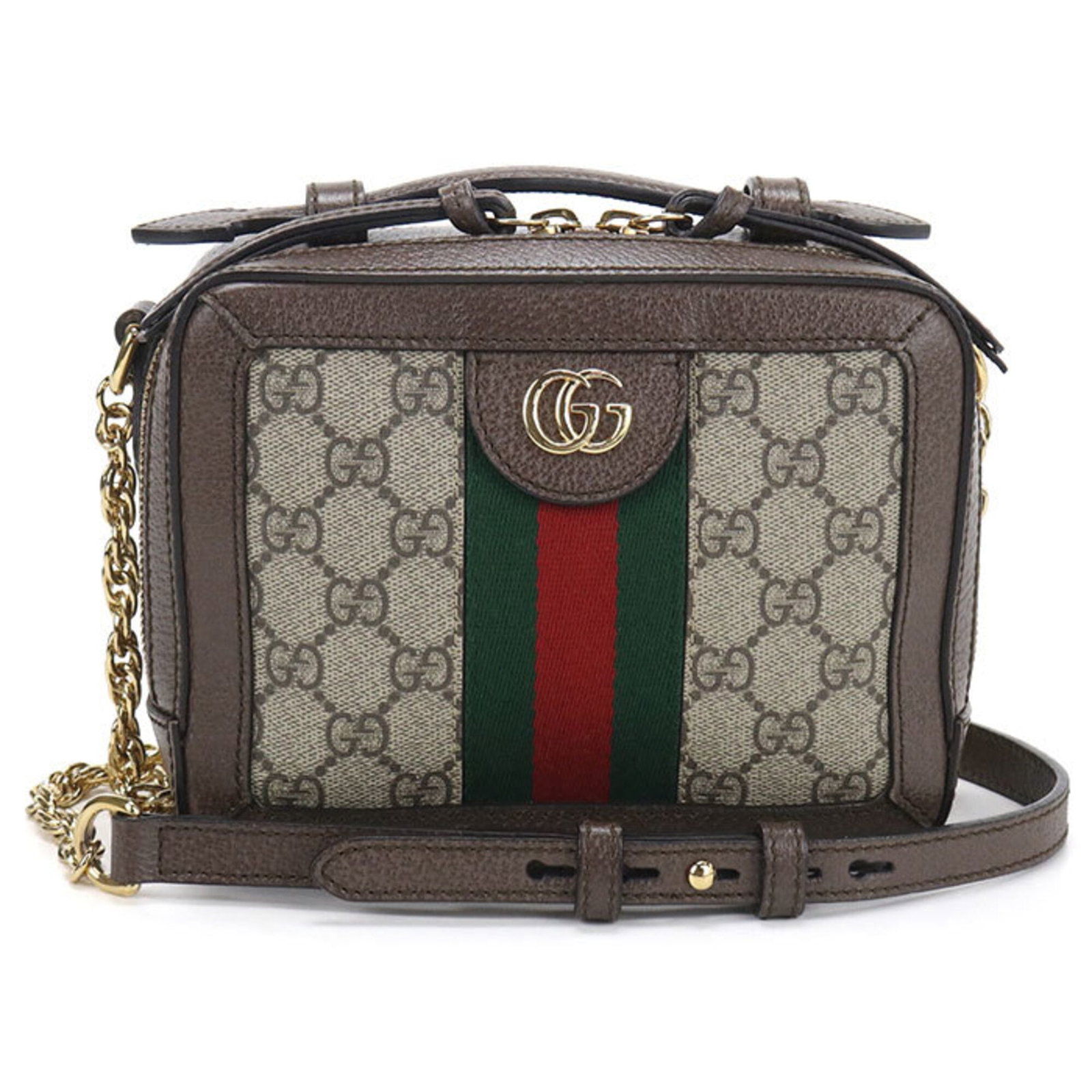 Shoulder Bag Leather: Shoulder Bag Leather Brown leather shoulder bag from Gucci, Italy, with gold hardware. This 14.5cm x 18cm x 7.5cm bag features high-quality leather construction and a classic design. Item Specifics: B