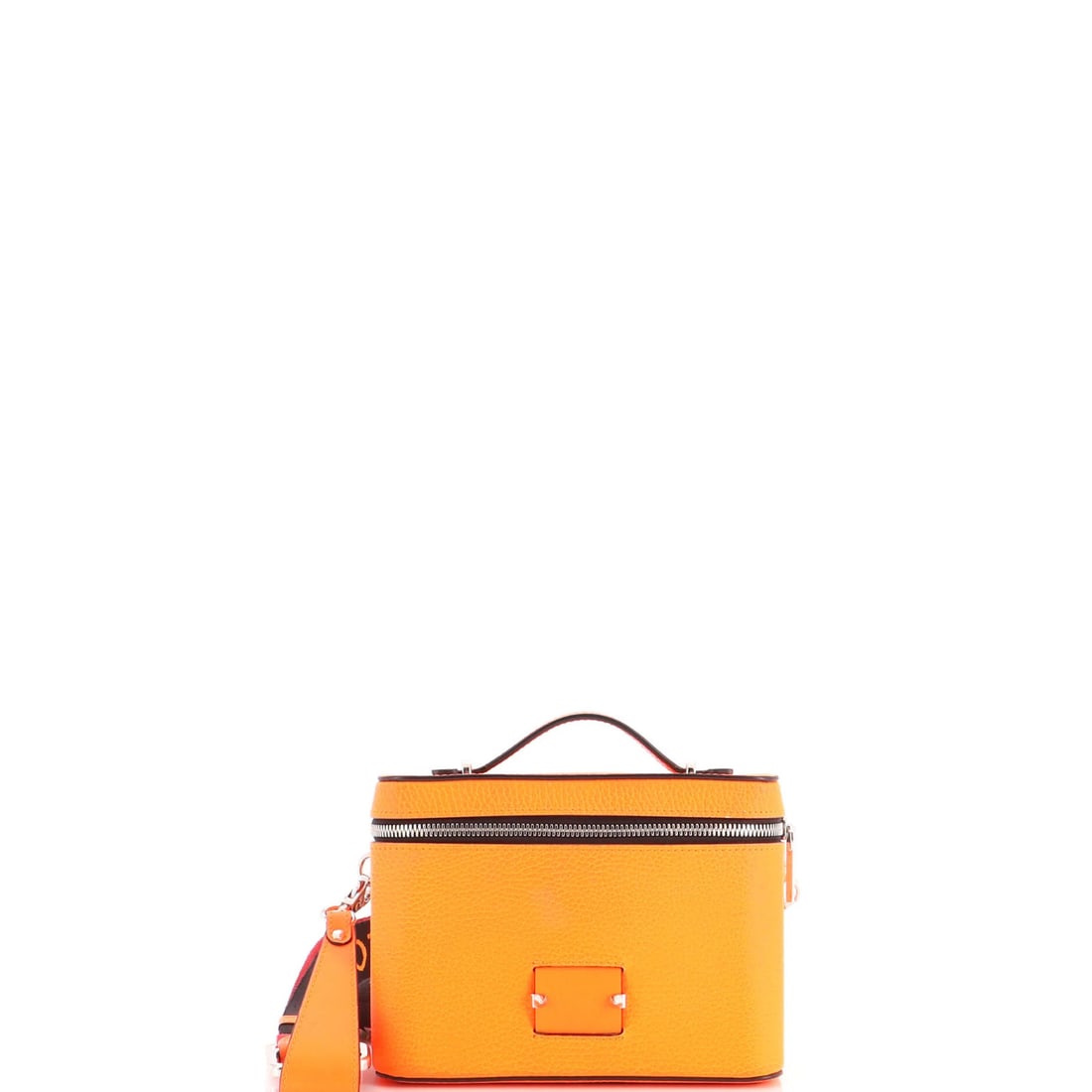 Christian Louboutin Mini Kypipouch Crossbody Leather Bag: Christian Louboutin Mini Kypipouch Crossbody Leather Bag Christian Louboutin's Mini Kypipouch Crossbody Leather Bag is a vibrant orange accessory with a sleek design. The bag features a silver strap