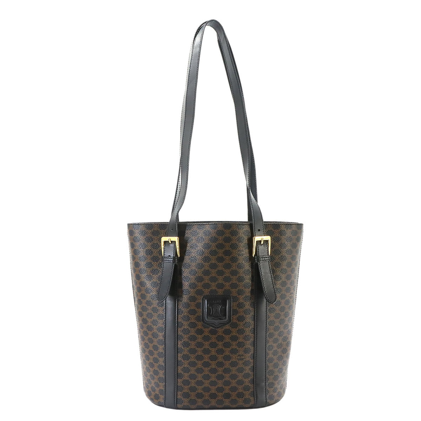 Pvc Leather Celine Tote Bag Handbag: Pvc Leather Celine Tote Bag Handbag Black PVC leather Celine tote bag with gold hardware, featuring a zipper pocket and adjustable handle length. This stylish bag measures 27cm x 29cm x 12cm and weigh