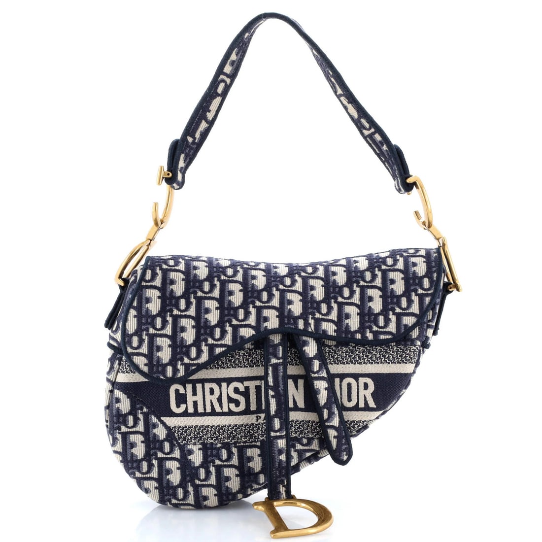 Dior Logo Saddle Handbag Medium Christian Canvas Oblique Embroidered: Dior Logo Saddle Handbag Medium Christian Canvas Oblique Embroidered The Dior Saddle Handbag Medium in Blue Canvas features a striking oblique embroidered design, adding a touch of elegance to its cla