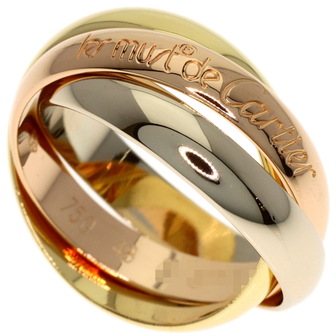 Yellow Gold 18K Pink Gold Cartier Trinity Ring K18 #48: Yellow Gold 18K Pink Gold Cartier Trinity Ring K18 #48 Yellow Gold 18K Pink Gold Cartier Trinity Ring K18 #48 is a striking Cartier ring featuring K18 yellow gold construction and a 4.5 US ring size. 