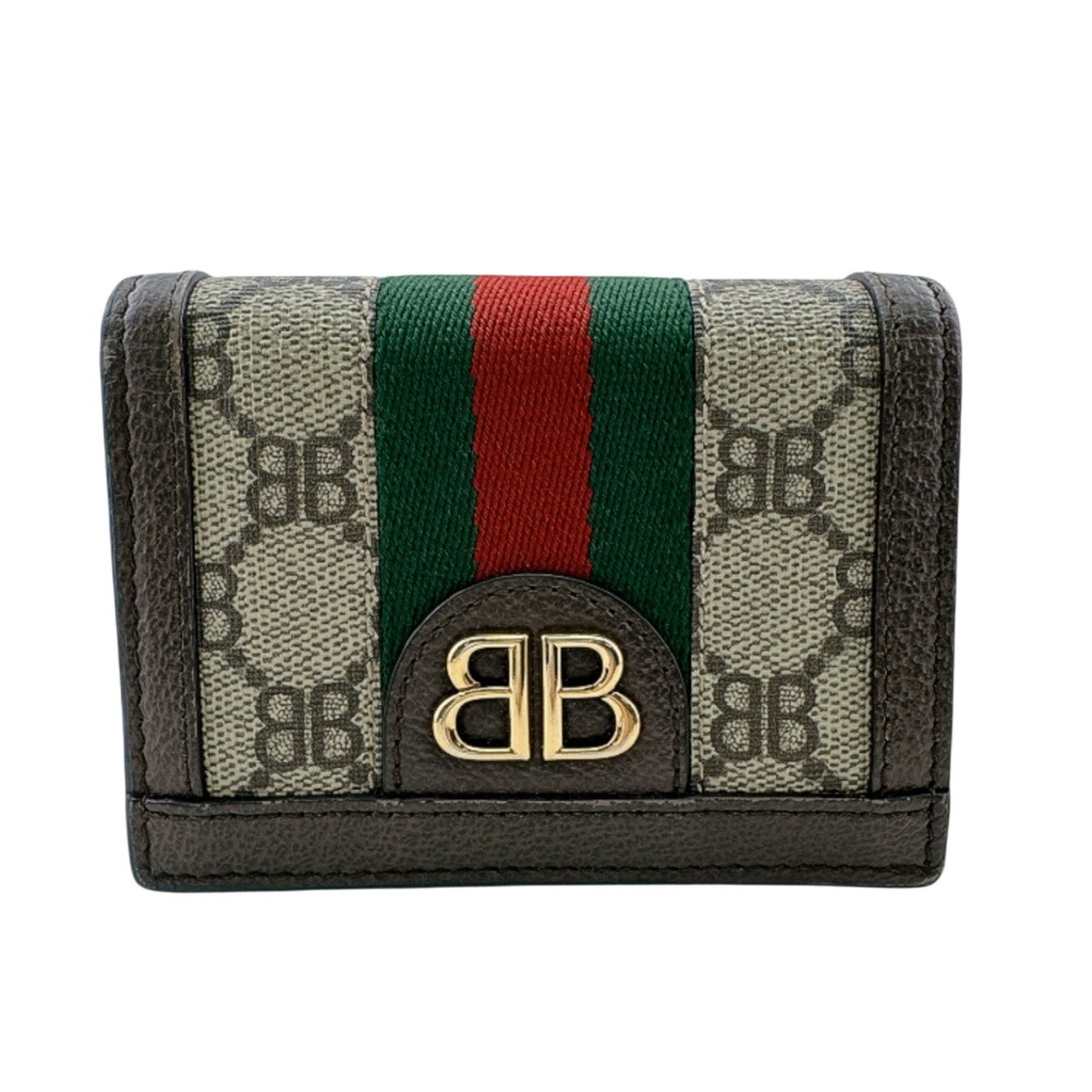 Pvc Canvas Leather Wallet Bi Fold Gucci: Pvc Canvas Leather Wallet Bi Fold Gucci PVC, canvas, and leather come together in a unique bi-fold wallet from Gucci, featuring a distinctive brown, green, or red color. Measuring 8cm x 11cm, this