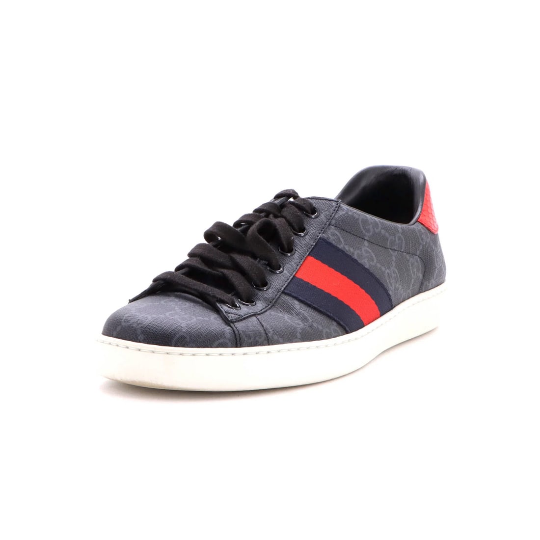 Gucci Coated Canvas GG Sneakers: Gucci Coated Canvas GG Sneakers Canvas Coated GG Sneakers in Black, Blue, and Red. These Gucci Ace Sneakers feature a canvas coated exterior with a leather interior, showcasing a unique blend of