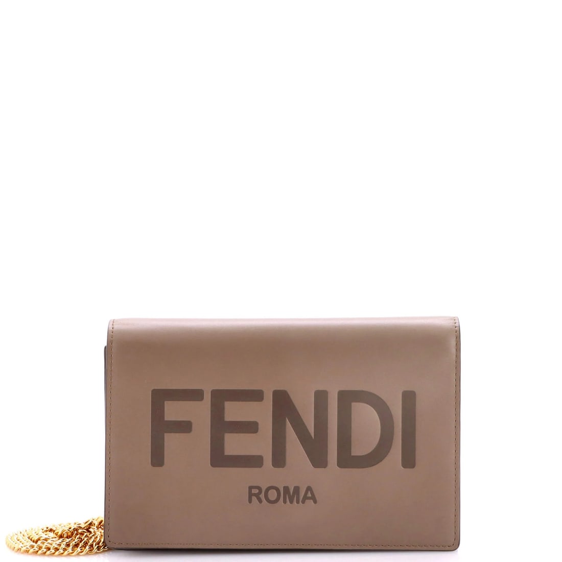 Fendi Wallet Embossed Leather Chain: Fendi Wallet Embossed Leather Chain Fendi's iconic wallet on chain design is showcased in this embossed leather cross body bag, featuring a rich brown exterior with gold accents. The bag's exterior