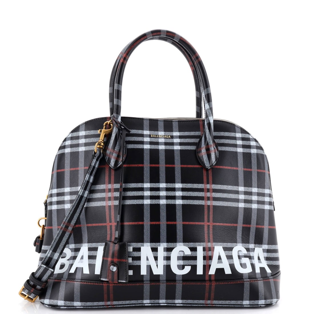 Printed Leather Logo Bag Ville Medium Balenciaga: Printed Leather Logo Bag Ville Medium Balenciaga Printed Leather Logo Bag Ville Medium Balenciaga - A statement piece with a unique print design, this medium-sized bag features a structured shape and