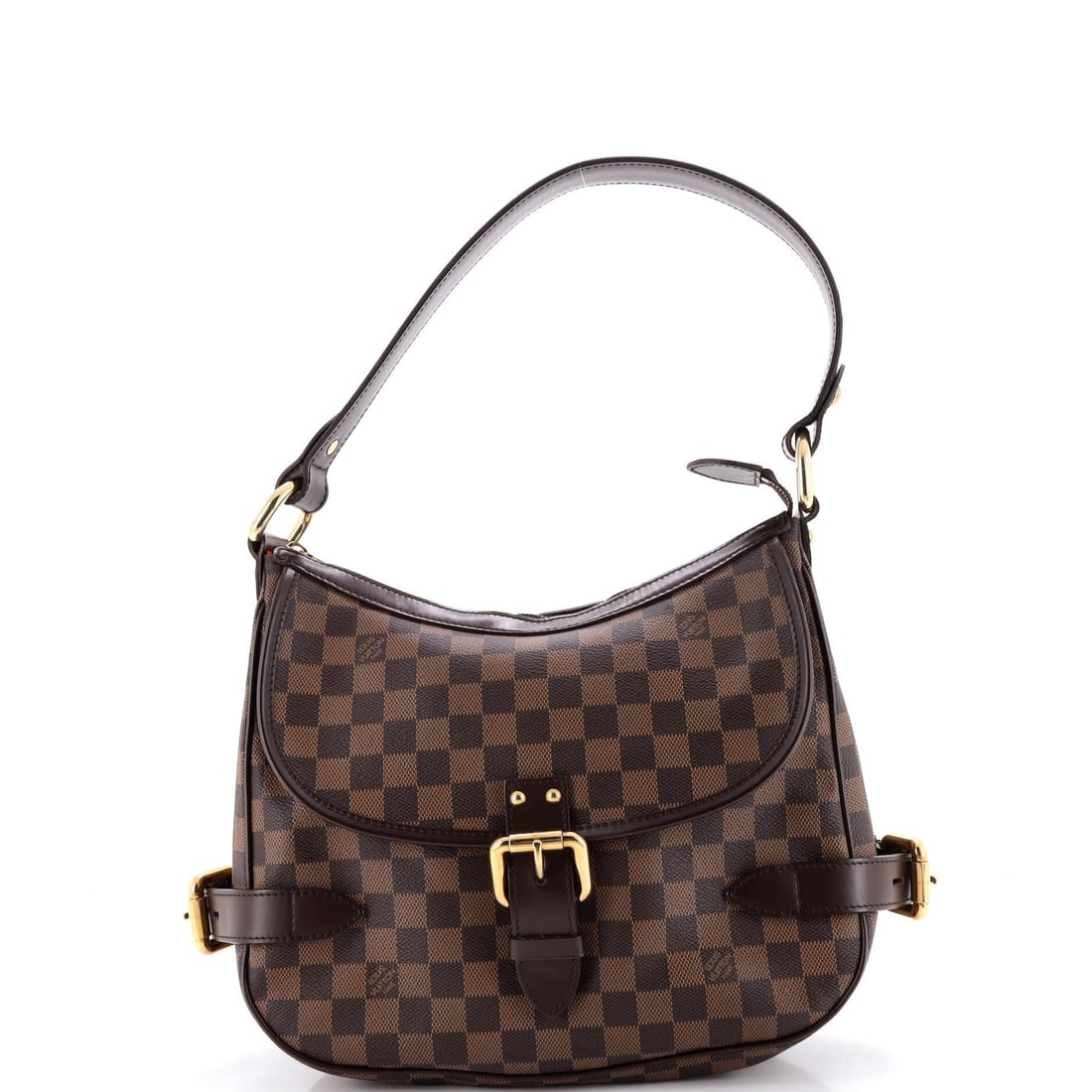 Damier Louis Vuitton Highbury Handbag: Damier Louis Vuitton Highbury Handbag Damier Louis Vuitton Highbury Handbag in Brown Canvas Coated Exterior. This iconic handbag features a classic Damier pattern, scuffed brown exterior, and gold