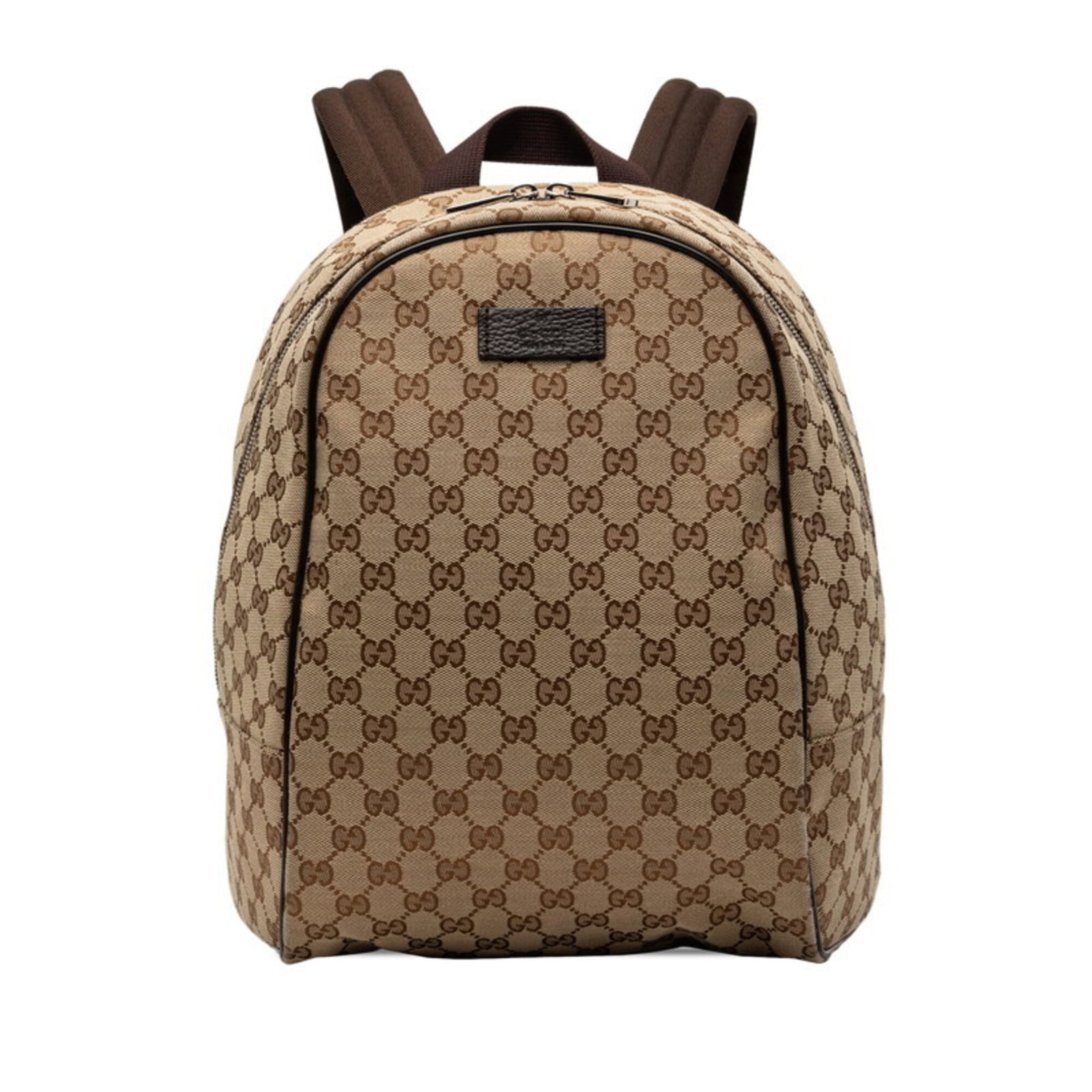 Canvas Leather Backpack: Canvas Leather Backpack Canvas Leather Backpack in Beige and Brown. This Gucci MPN 449906 backpack features a canvas and leather construction, with a size of 35cm x 32cm x 15cm. The classic design