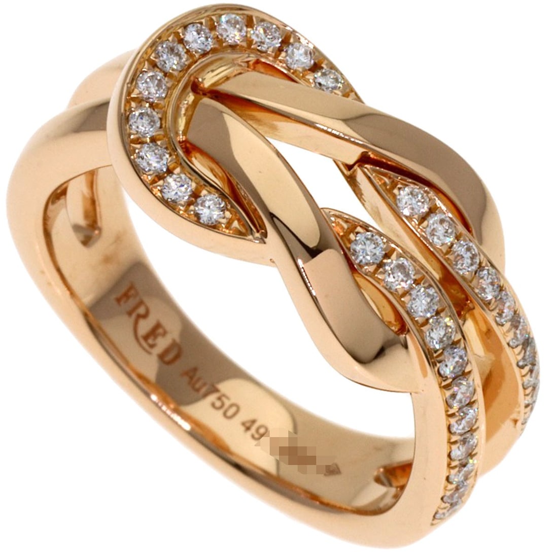 Half Diamond Ring K18 Pink Gold by Fred Chance: Half Diamond Ring K18 Pink Gold by Fred Chance K18 pink gold gives this diamond ring a luxurious touch, while the diamond adds a touch of elegance. This 5(US) ring features a notable diamond set in a