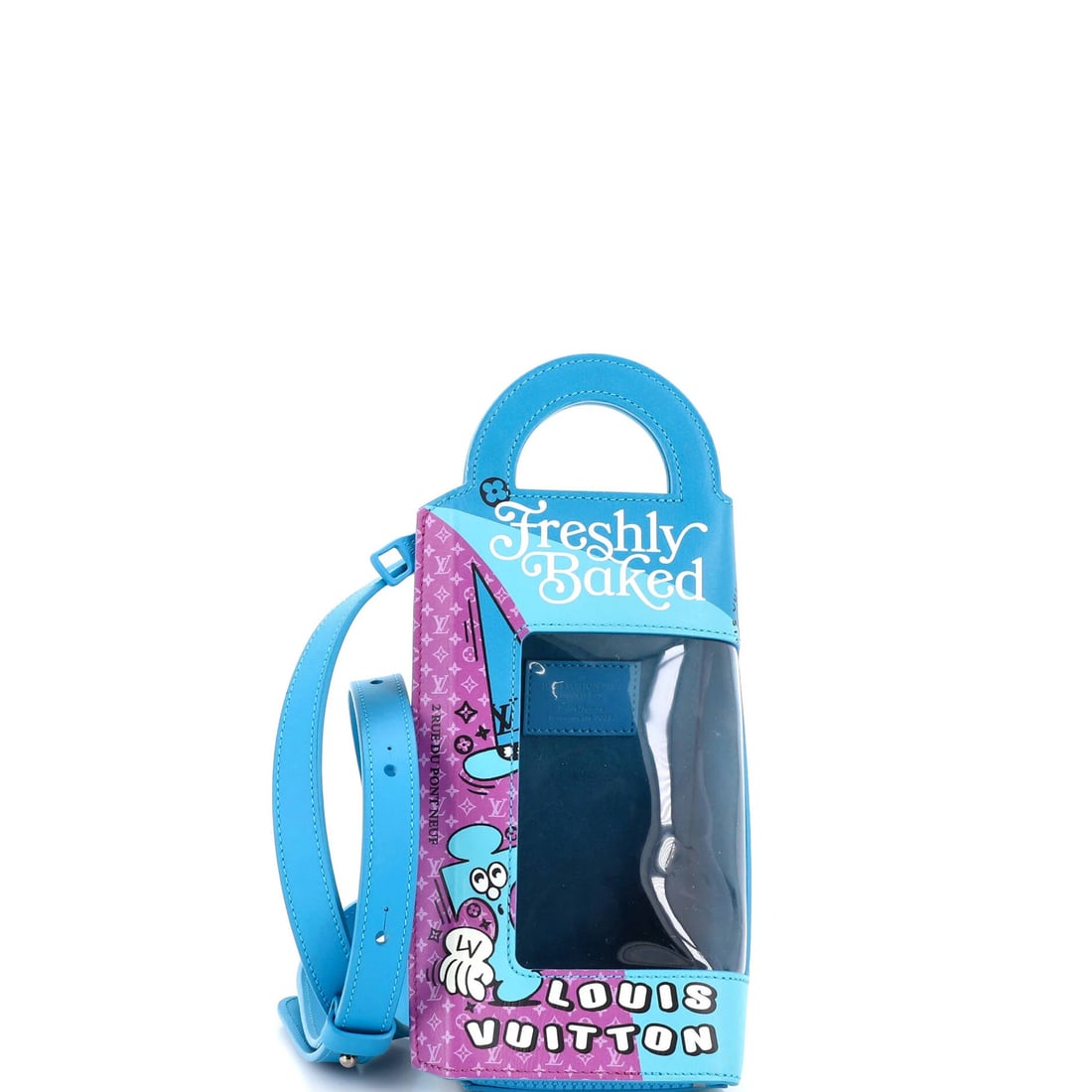 Vuitton Leather Bag Printed Handle Top Box Sandwich Louis: Vuitton Leather Bag Printed Handle Top Box Sandwich Louis Blue Louis Vuitton Leather Bag with Printed Handle and Top Box Design. This unique cross body bag features a printed leather exterior in blue