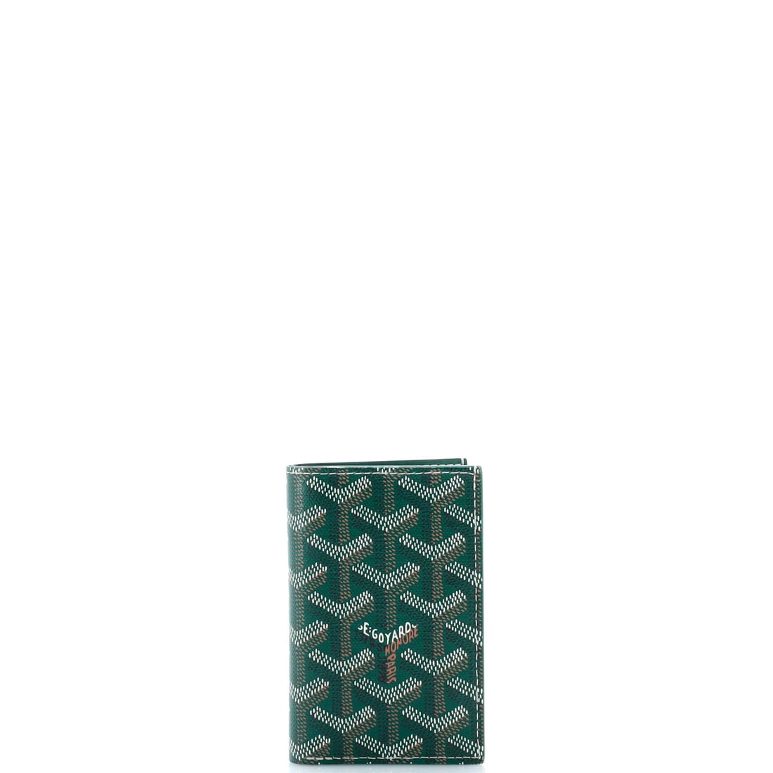 Coated Canvas Card Pierre Saint Goyard Case: Coated Canvas Card Pierre Saint Goyard Case Coated Canvas Card Pierre Saint Goyard Case - Excellent ConditionThis Goyard Saint Pierre Card Case boasts a striking green coated canvas exterior,