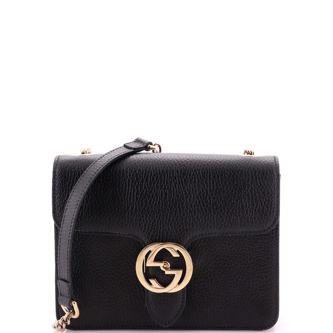 Shoulder Bag Leather Small Interlocking Gucci: Shoulder Bag Leather Small Interlocking Gucci Small Interlocking Gucci Shoulder Bag in Black Leather. This great condition shoulder bag features Gucci's signature interlocking logo, minor scuffs and c