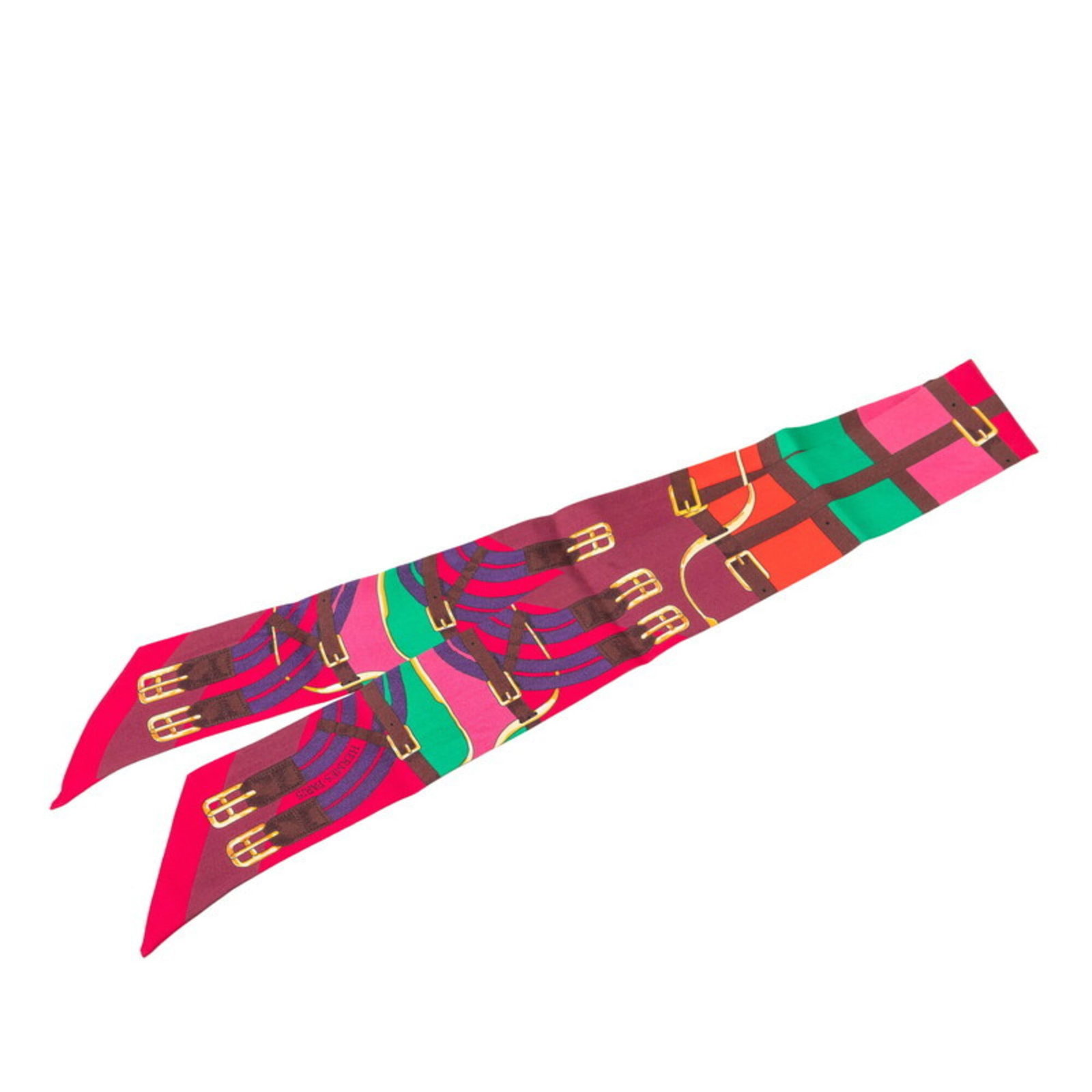 Silk Hermes Scarf: Silk Hermes Scarf Silk from the renowned French fashion house, this multi-color and red silk scarf boasts a vibrant, eclectic design. Made from high-quality silk, its compact 86cm x 5cm size makes it