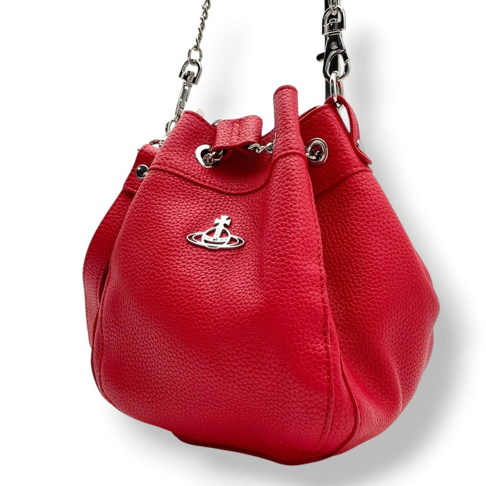 Shoulder Bag Leather Pochette Westwood Vivienne: Shoulder Bag Leather Pochette Westwood Vivienne Rose red leather pochette from Vivienne Westwood, measuring 18cm x 15cm x 10cm. This shoulder bag features a classic design with a signature that bears