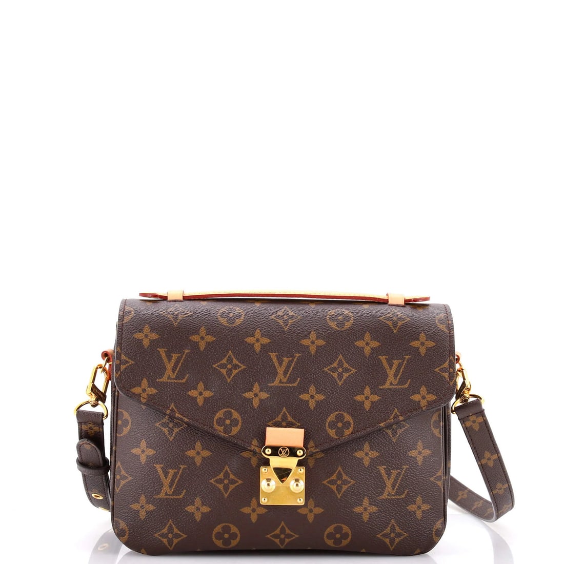 Canvas Monogram Pochette Louis Vuitton: Canvas Monogram Pochette Louis Vuitton Canvas Monogram Pochette Louis Vuitton in Brown, featuring a classic messenger design with a signature monogram pattern, made from high-quality canvas and gold