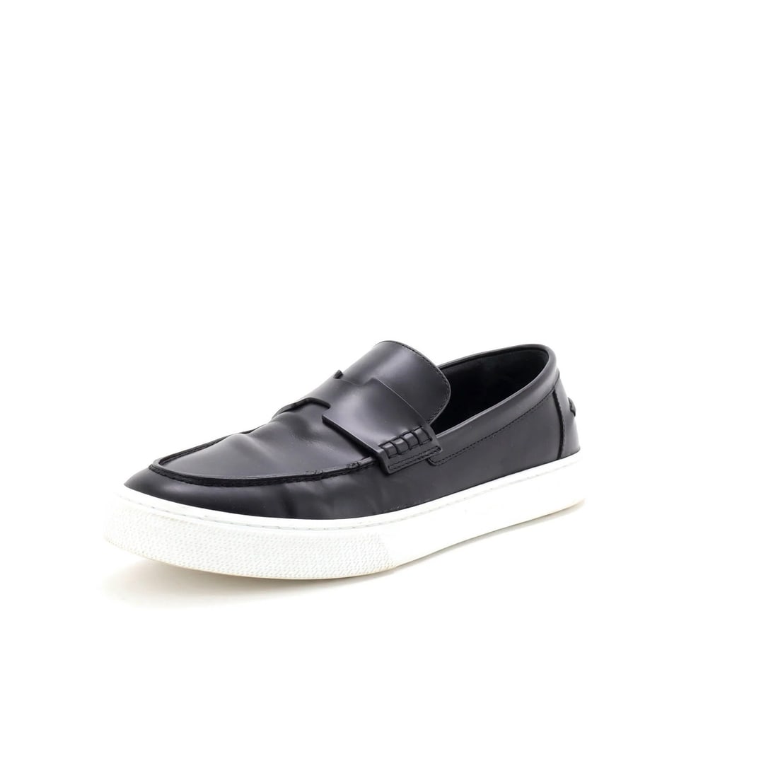 Men's Ike Slip On Sneakers Leather Hermes: Men's Ike Slip On Sneakers Leather Hermes Black leather Hermes Men's Ike Slip On Sneakers in US size 8.5, featuring a classic slip-on design with a rich, worn-in look due to creasing and scuffs
