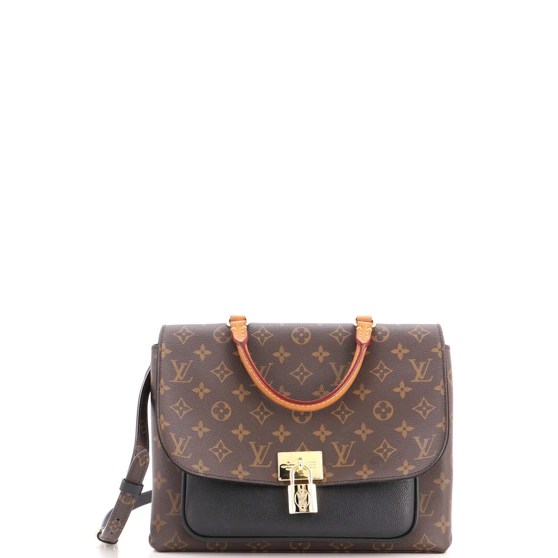 Canvas Monogram Leather with Louis Vuitton Handbag: Canvas Monogram Leather with Louis Vuitton Handbag Canvas Monogram Leather with Louis Vuitton Handbag in Brown. This Marignan Handbag features a unique combination of canvas coated leather and