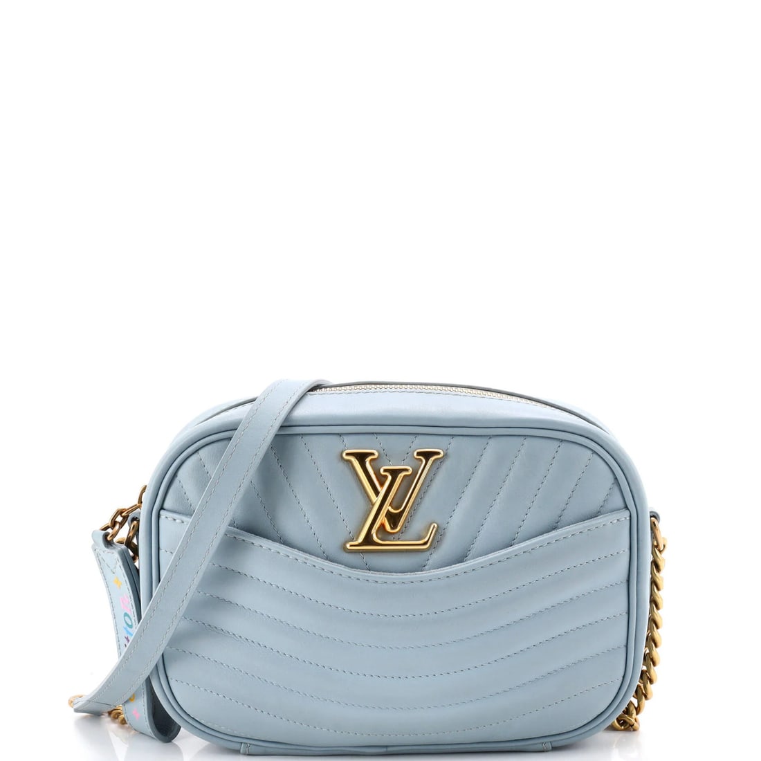 Louis Vuitton New Wave Camera Bag Quilted Leather: Louis Vuitton New Wave Camera Bag Quilted Leather The Louis Vuitton New Wave Camera Bag Quilted Leather features a striking blue exterior with gold hardware, showcasing the iconic brand's signature