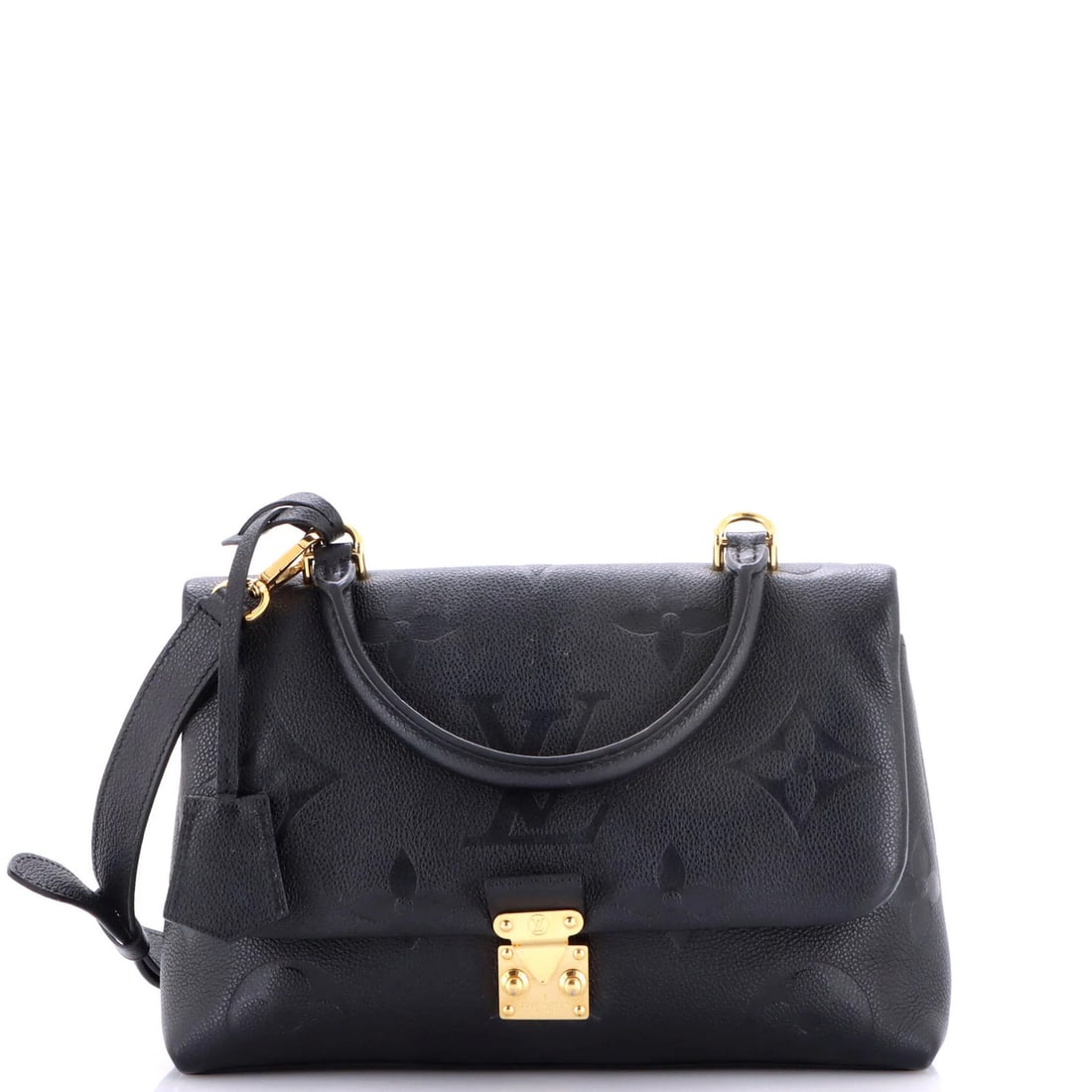 Louis Vuitton Madeleine Handbag Monogram Empreinte Giant MM: Louis Vuitton Madeleine Handbag Monogram Empreinte Giant MM Black Louis Vuitton Madeleine Handbag Monogram Empreinte Giant MM features a classic design with a signature monogram pattern and gold