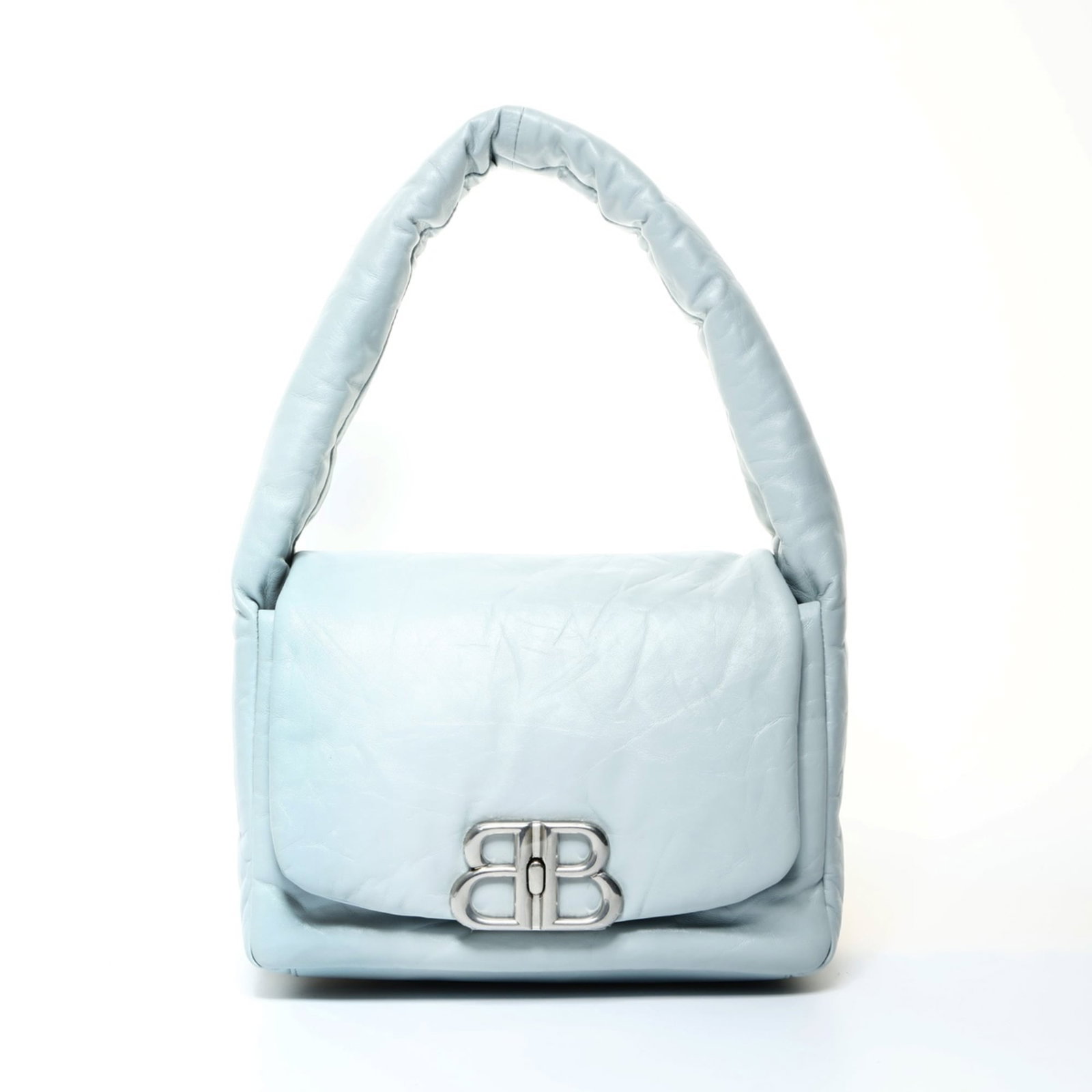 Bag Shoulder Leather Balenciaga: Bag Shoulder Leather Balenciaga Blue Balenciaga Leather Shoulder Bag. Made from high-quality leather, this bag features a classic shoulder design with a 53cm strap length. With its sleek blue color