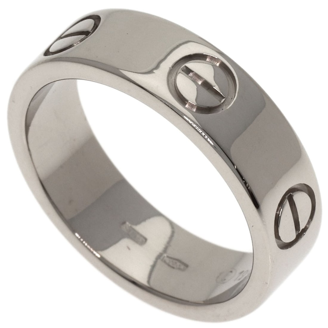 Love Cartier Ring #53 White Gold: Love Cartier Ring #53 White Gold K18 White Gold Cartier Ring #53 features a sleek silver metal design, showcasing the purity of 18k gold. This 6.5 US ring size piece is a striking example of
