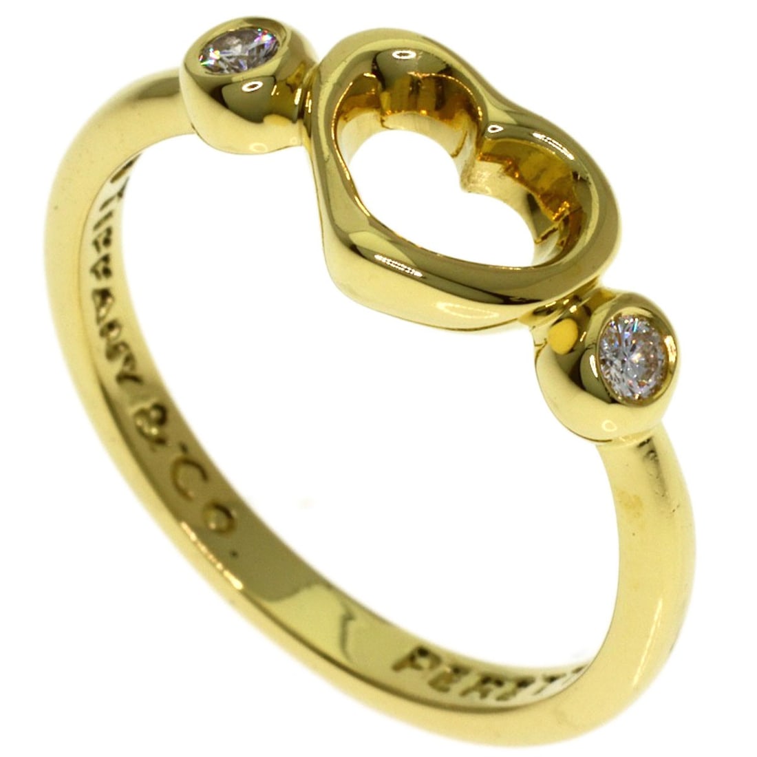 Tiffany&Co Open Heart Diamond Ring K18 Yellow Gold: Tiffany&Co Open Heart Diamond Ring K18 Yellow Gold K18 Yellow Gold Tiffany&Co Open Heart Diamond Ring, size 4.75(US), features a diamond main stone set in an open heart design. This ring showcases
