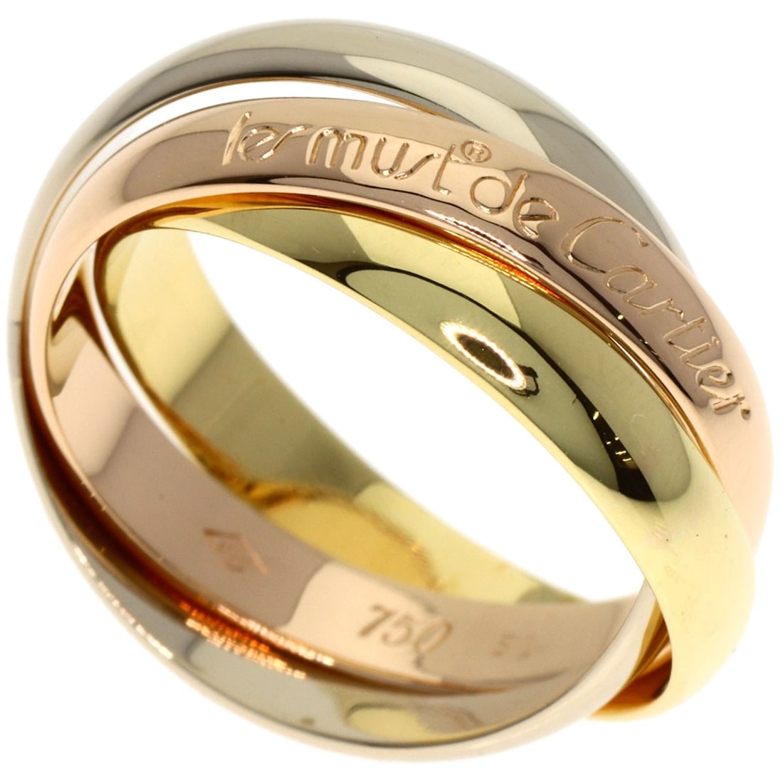 Yellow Gold K18 White Gold Cartier Trinity Ring: Yellow Gold K18 White Gold Cartier Trinity Ring K18 White Gold Cartier Trinity Ring in Yellow Gold offers a sleek, modern design with a focus on durability and luxury. This 5.75 US ring size piece