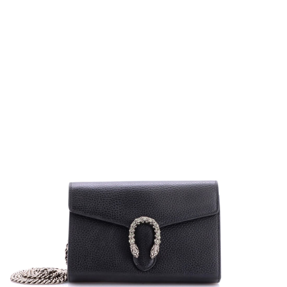 Chain Wallet Leather with Embellished Detail Small Gucci Dionysus: Chain Wallet Leather with Embellished Detail Small Gucci Dionysus Small Gucci Dionysus Chain Wallet Leather with Embellished Detail features a sleek black exterior made from crystal leather and adorne