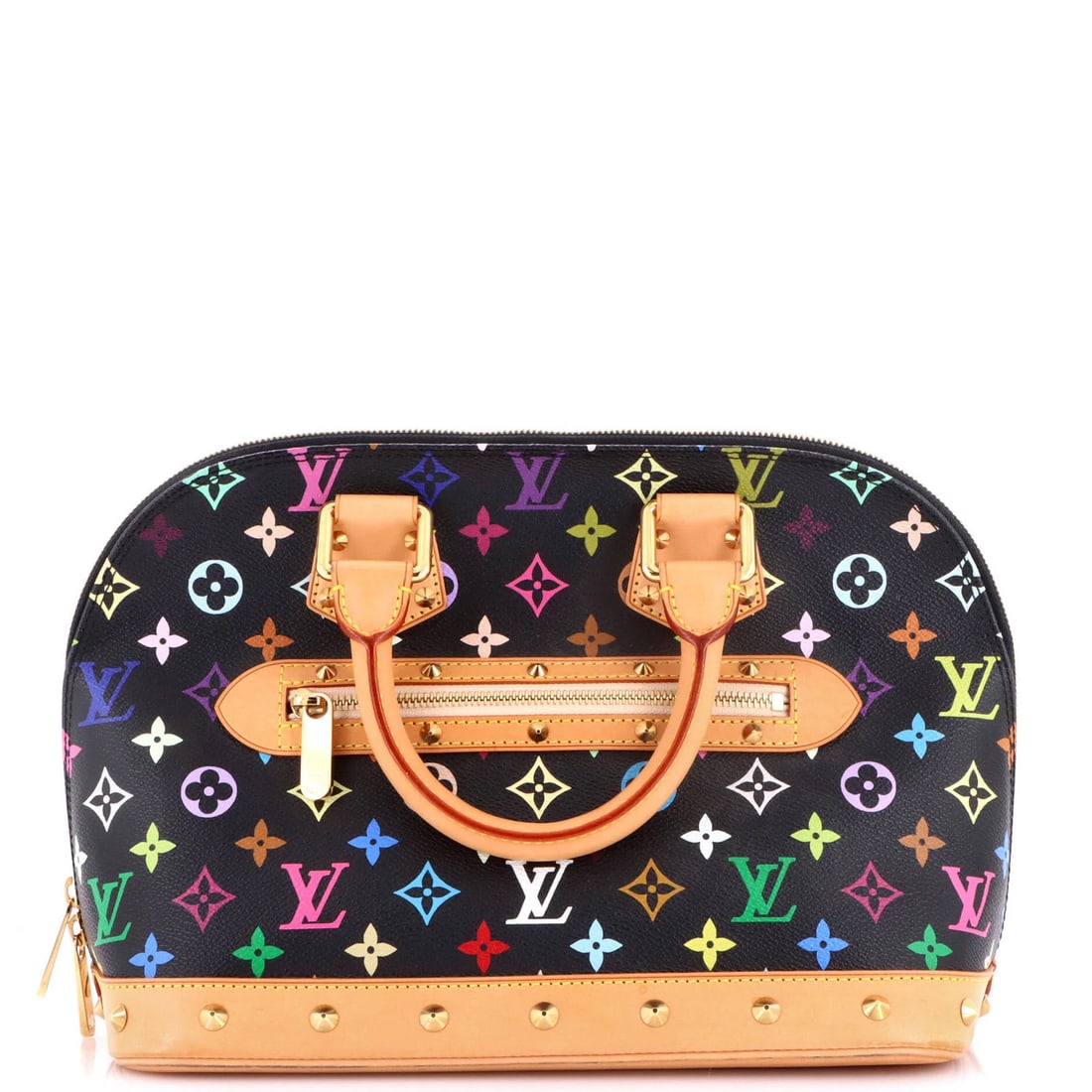Louis Vuitton Alma Monogram Multicolor Handbag: Louis Vuitton Alma Monogram Multicolor Handbag Black Louis Vuitton Alma Monogram Multicolor Handbag with canvas coated exterior in excellent condition, featuring a top handle and measuring 10" in