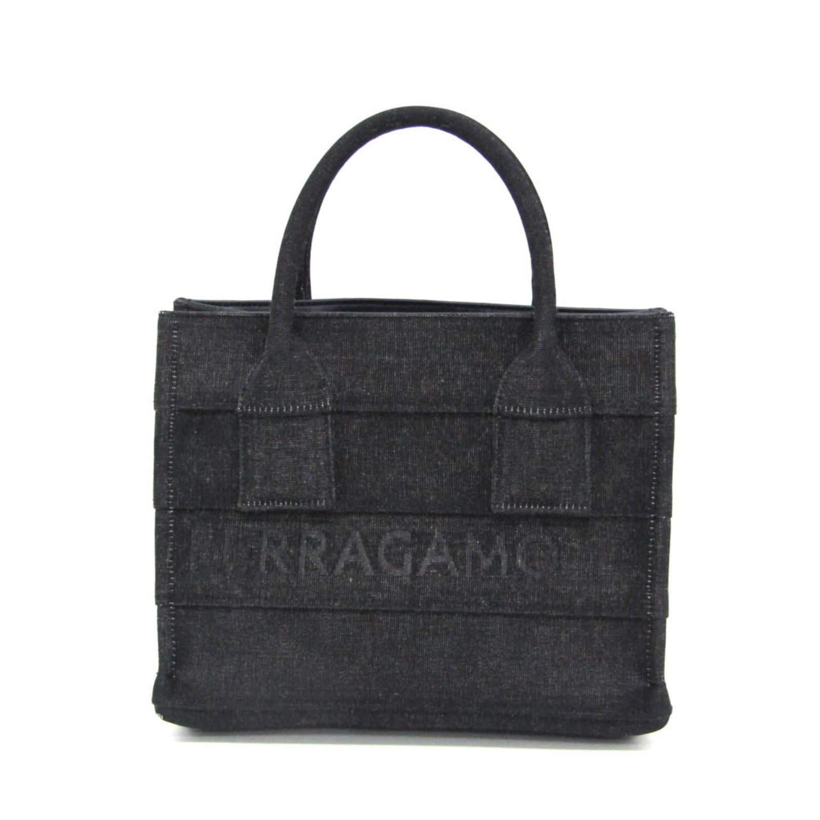 Fabric Salvatore Ferragamo Tote Bag: Fabric Salvatore Ferragamo Tote Bag Dark navy fabric tote bag with a zipper pocket and open design, made from high-quality fabric, measures 21cm x 25cm x 13cm, and features a 29cm long handle. The