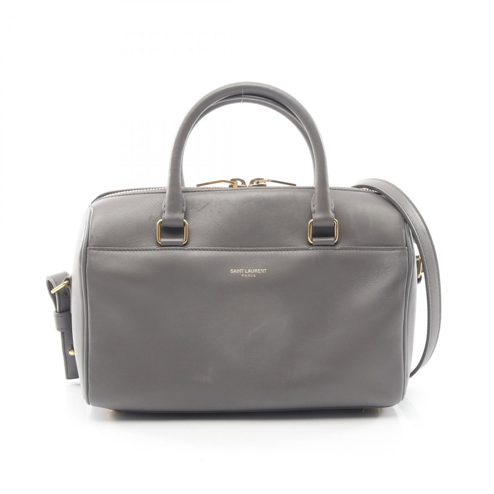 Saint Laurent Yves Handbag Leather: Saint Laurent Yves Handbag Leather Gray Saint Laurent Yves Handbag Leather. Made from high-quality leather, this 15cm x 23cm x 10.5cm handbag features a sleek design and a timeless color that suits
