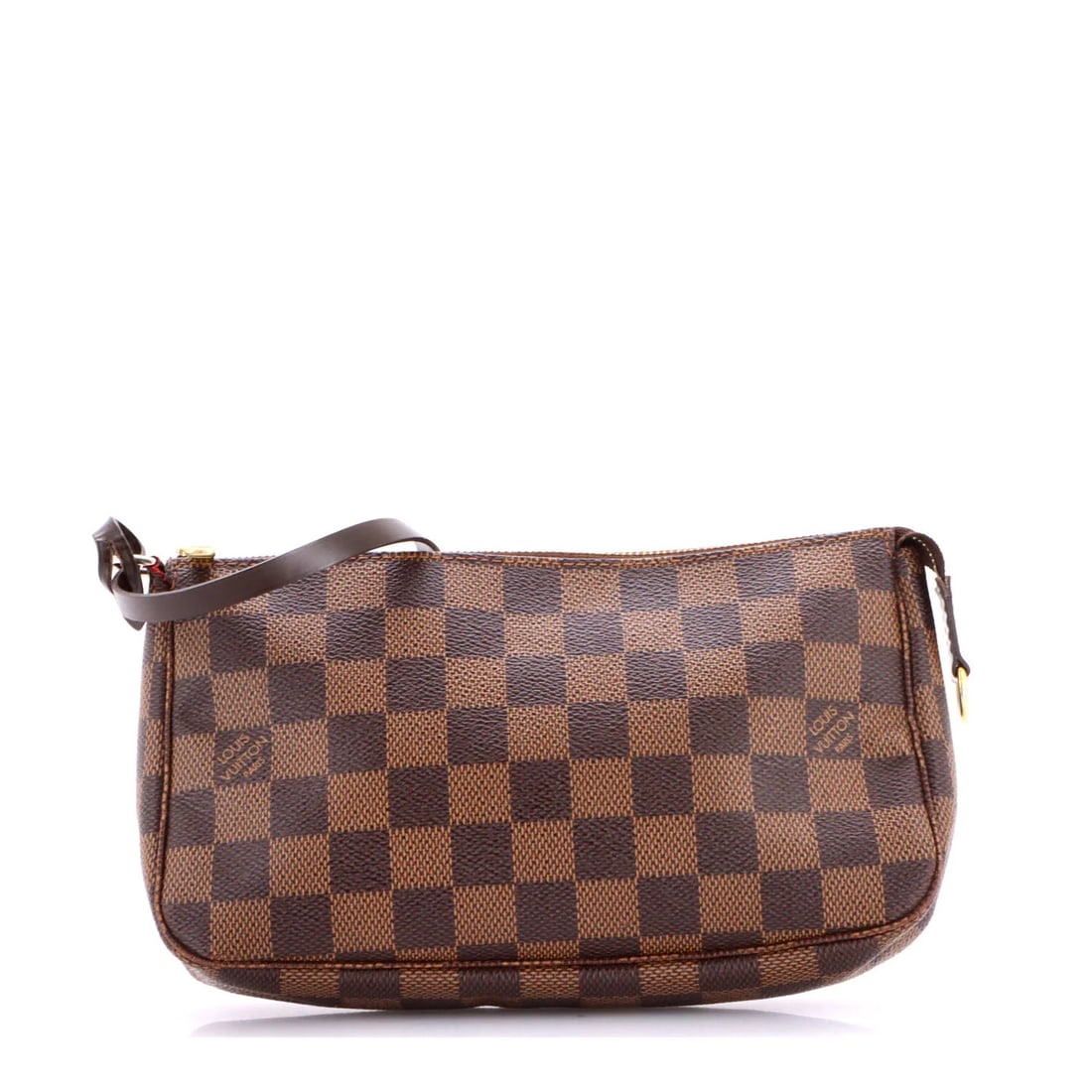Vuitton Accessoires Louis Damier Pochette: Vuitton Accessoires Louis Damier Pochette The Louis Vuitton Pochette Accessoires Damier in brown canvas coated exterior and red fabric interior is a stylish and functional clutch. Measuring 6" in hand
