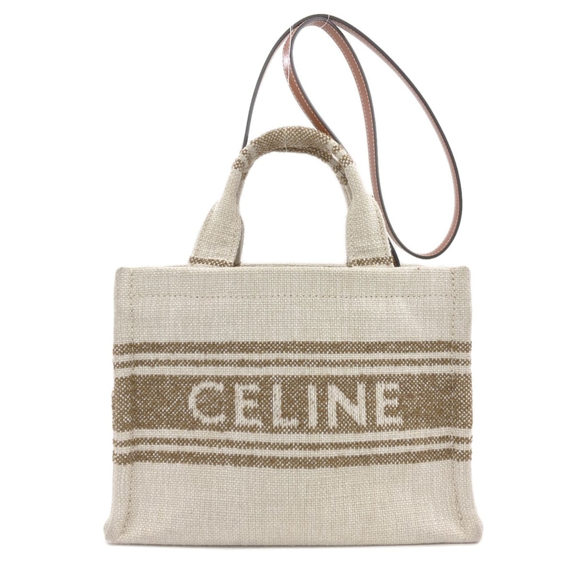 Celine Small Cabas Tice 2Way Handbag Canvas: Celine Small Cabas Tice 2Way Handbag Canvas Beige canvas handbag with a classic design, featuring a 2-way closure and a timeless style that suits any occasion. This Celine Small Cabas Tice 2Way