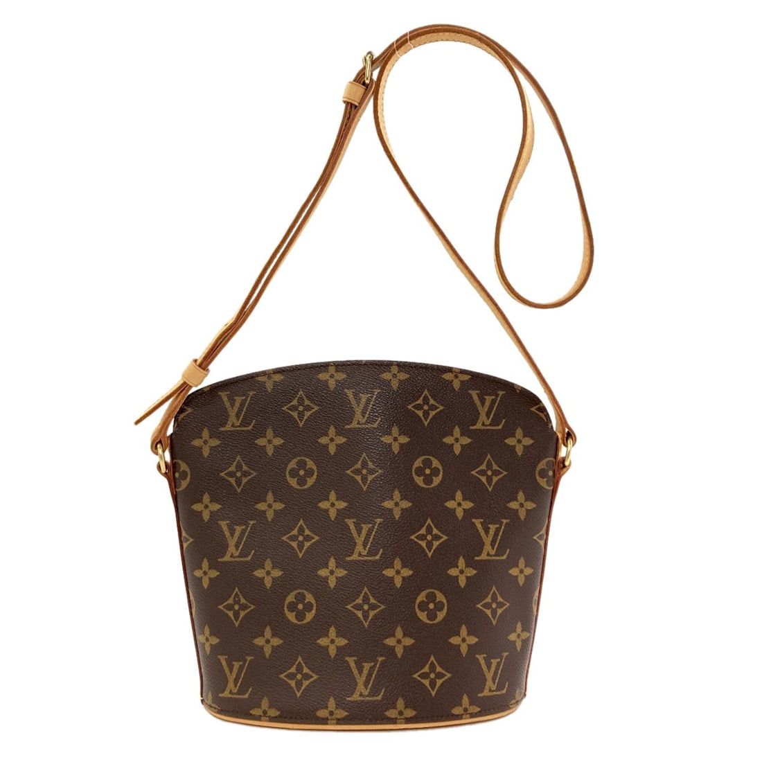 Canvas Monogram Drouot M51290 Bag Shoulder Louis Vuitton: Canvas Monogram Drouot M51290 Bag Shoulder Louis Vuitton Brown Monogram Canvas Shoulder Bag with Zip Closure, 8.7 inch Height and 3.9 inch Depth. This LOUIS VUITTON bag features the iconic Monogram