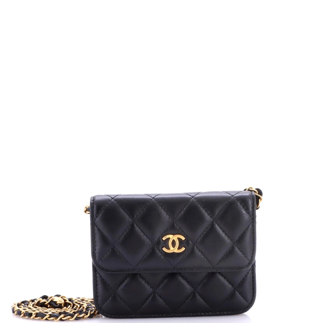 Pearl Crush Flap Clutch with Chain Quilted Lambskin: Pearl Crush Flap Clutch with Chain Quilted Lambskin Black Pearl Crush Flap Clutch with Chain Quilted Lambskin features a sleek design, measuring 3.5" in height, 4.5" in width, and 1" in depth. The