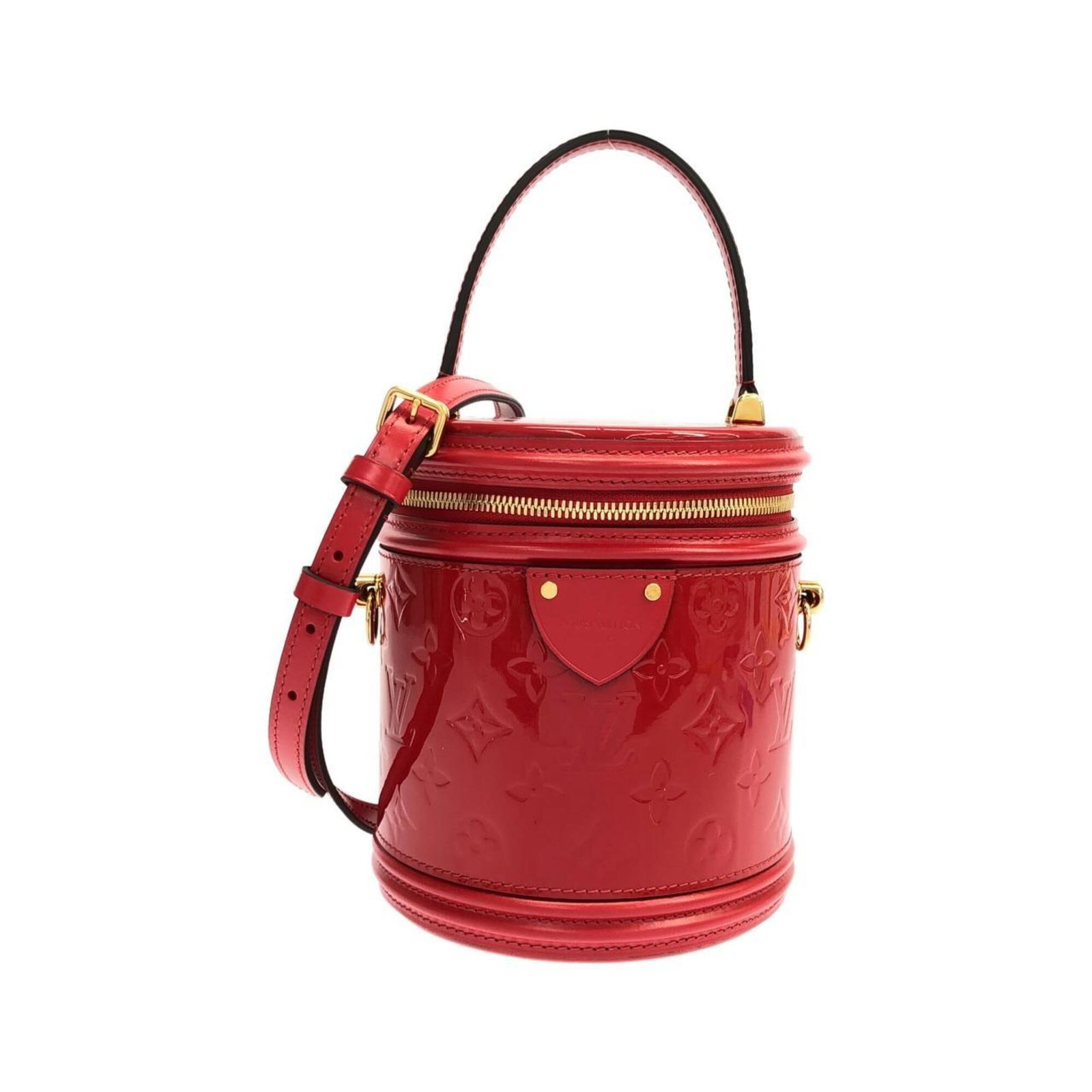 Handbag Leather Louis Vuitton: Handbag Leather Louis Vuitton Rouge leather Louis Vuitton handbag with precise measurements of 17cm x 15cm x 14cm, making it a compact and stylish accessory. The bag's leather material and signature