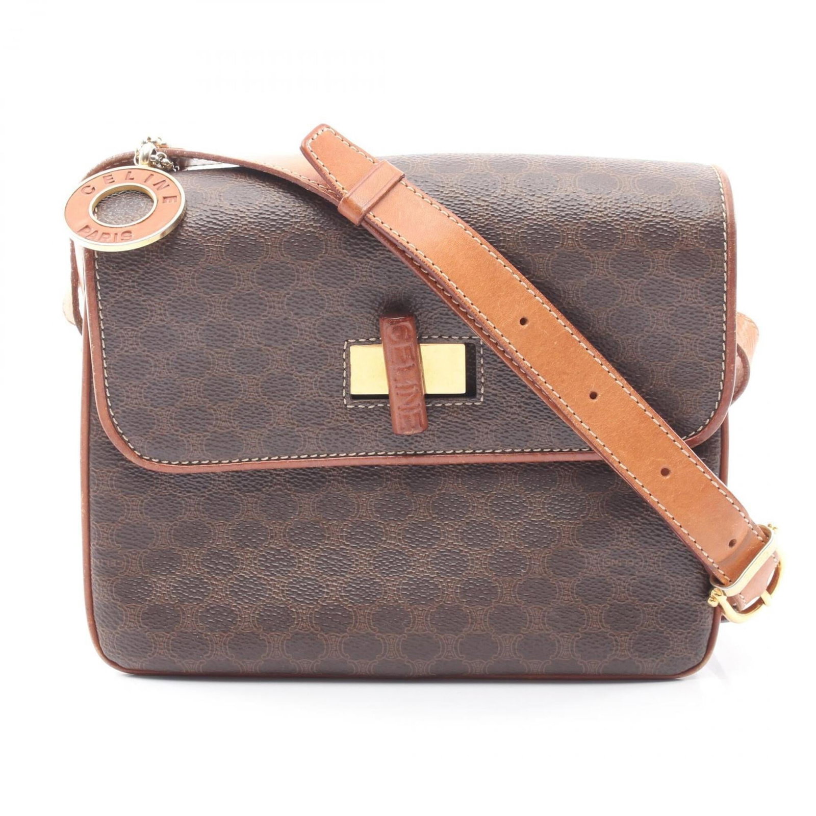 Shoulder Bag Coated Handbag Canvas Leather: Shoulder Bag Coated Handbag Canvas Leather Coated canvas and leather make up this stylish shoulder bag, available in a rich brown color. Measuring 18cm x 21.5cm, it offers a compact and portable desig