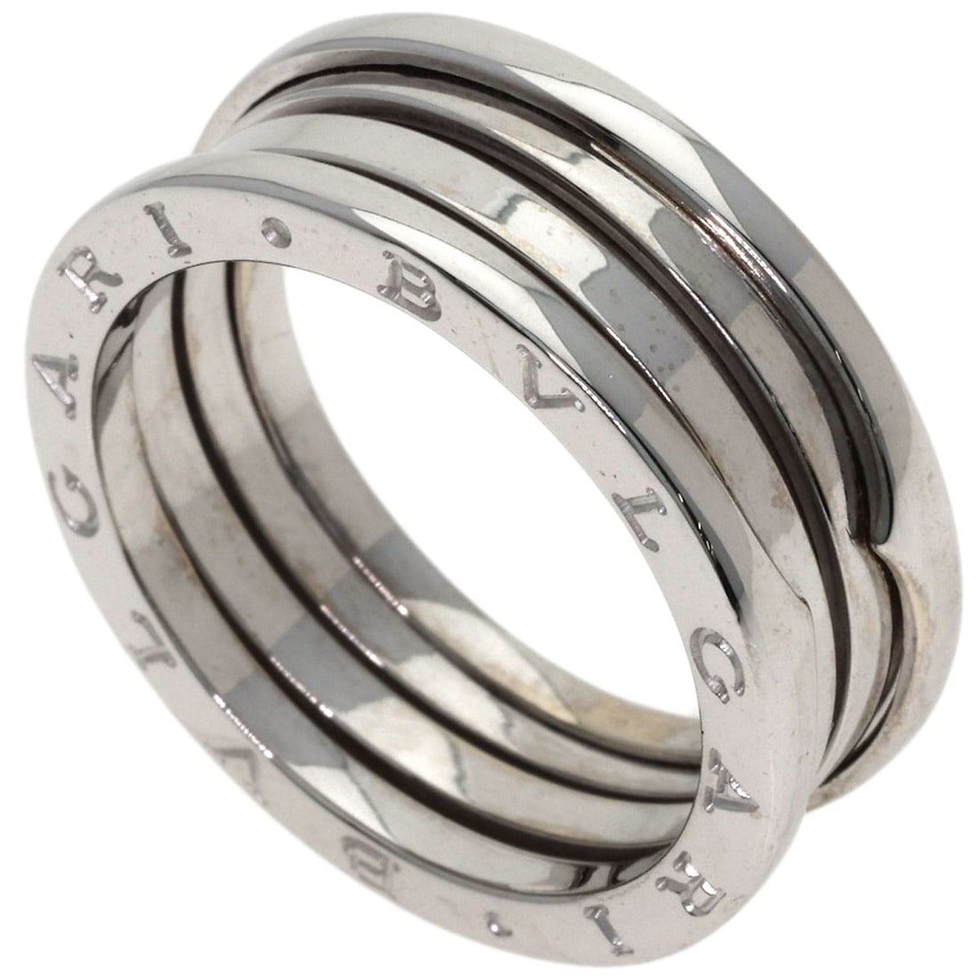 Bvlgari B.Zero1 3 Bands #63 Ring K18 White Gold: Bvlgari B.Zero1 3 Bands #63 Ring K18 White Gold K18 White Gold Bvlgari B.Zero1 3 Bands #63 Ring is a sleek and modern silver metal ring featuring a signature from the artist. Made from 18k gold, this 