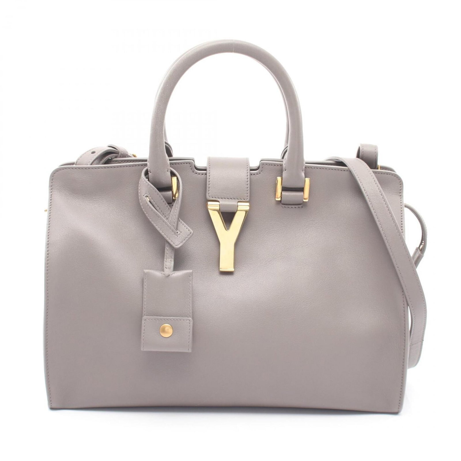 Saint Laurent Yves Handbag Leather: Saint Laurent Yves Handbag Leather Gray leather handbag with a size of 21cm x 30cm x 14cm, featuring a classic design that exudes timeless elegance. Made from high-quality leather, this bag boasts a