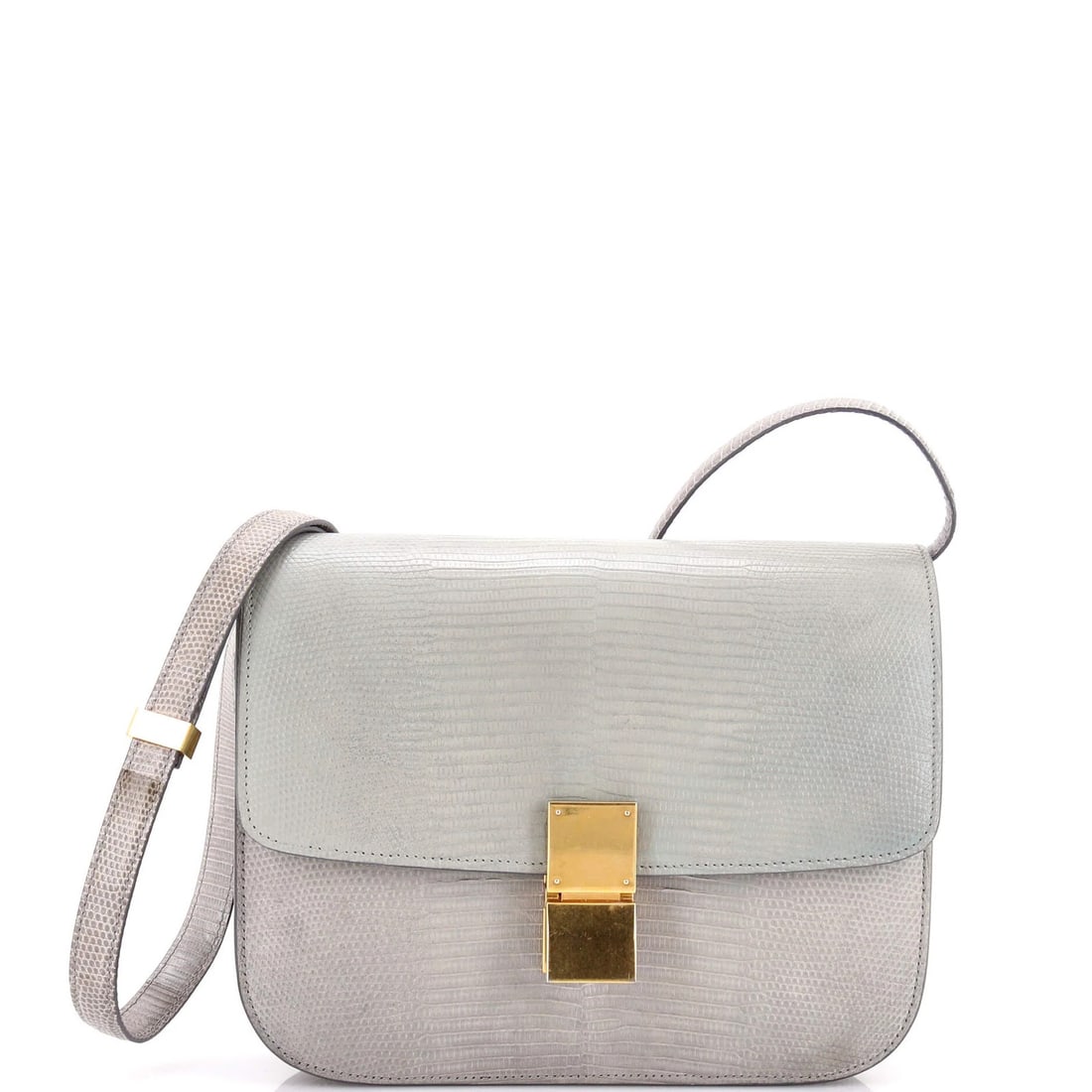 Classic Box Bag Celine Lizard Medium: Classic Box Bag Celine Lizard Medium The Celine Classic Box Bag in Lizard Medium boasts a striking green exterior with a unique lizard pattern, adding a touch of sophistication to any outfit.