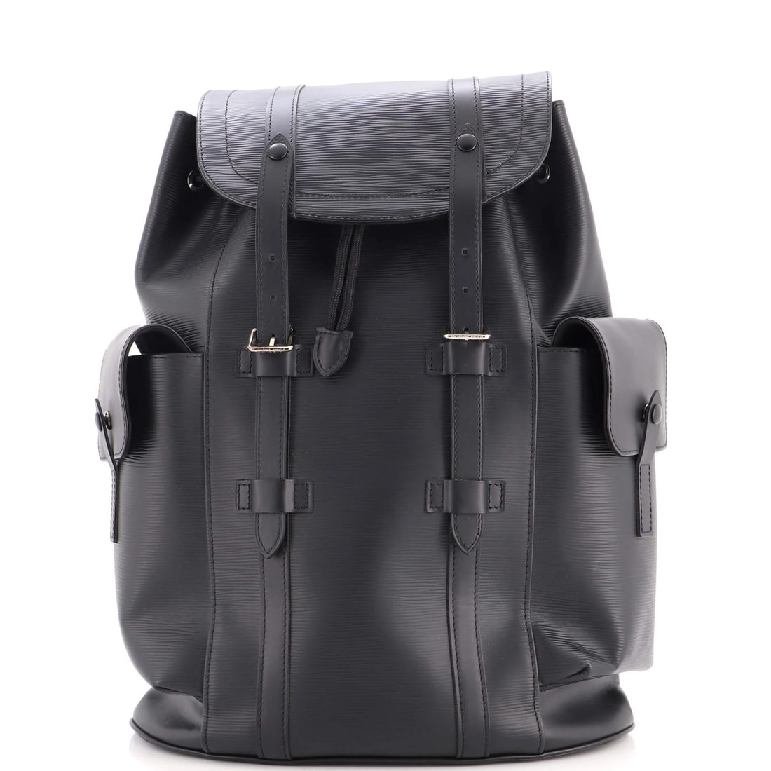 Vuitton Louis Epi Leather Backpack Christopher: Vuitton Louis Epi Leather Backpack Christopher Black Louis Vuitton Christopher Backpack Epi Leather PM in excellent condition, featuring minor scuffs and creases on the exterior and handles/straps.