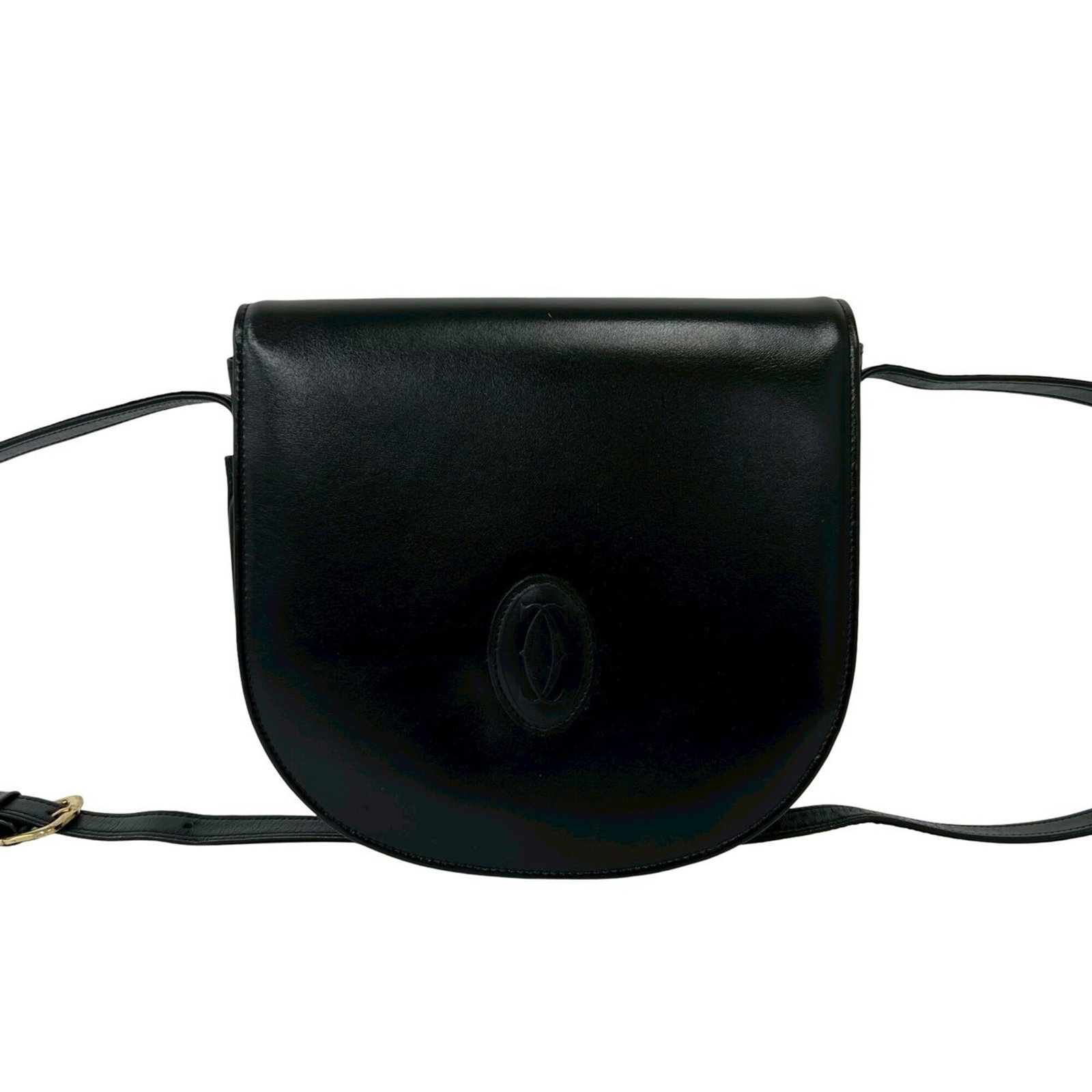 Shoulder Bag Leather Pochette Cartier: Shoulder Bag Leather Pochette Cartier Black leather pochette from Cartier, featuring a sleek 21cm x 22cm x 7.5cm design with a classic shoulder strap. This timeless shoulder bag boasts premium leather