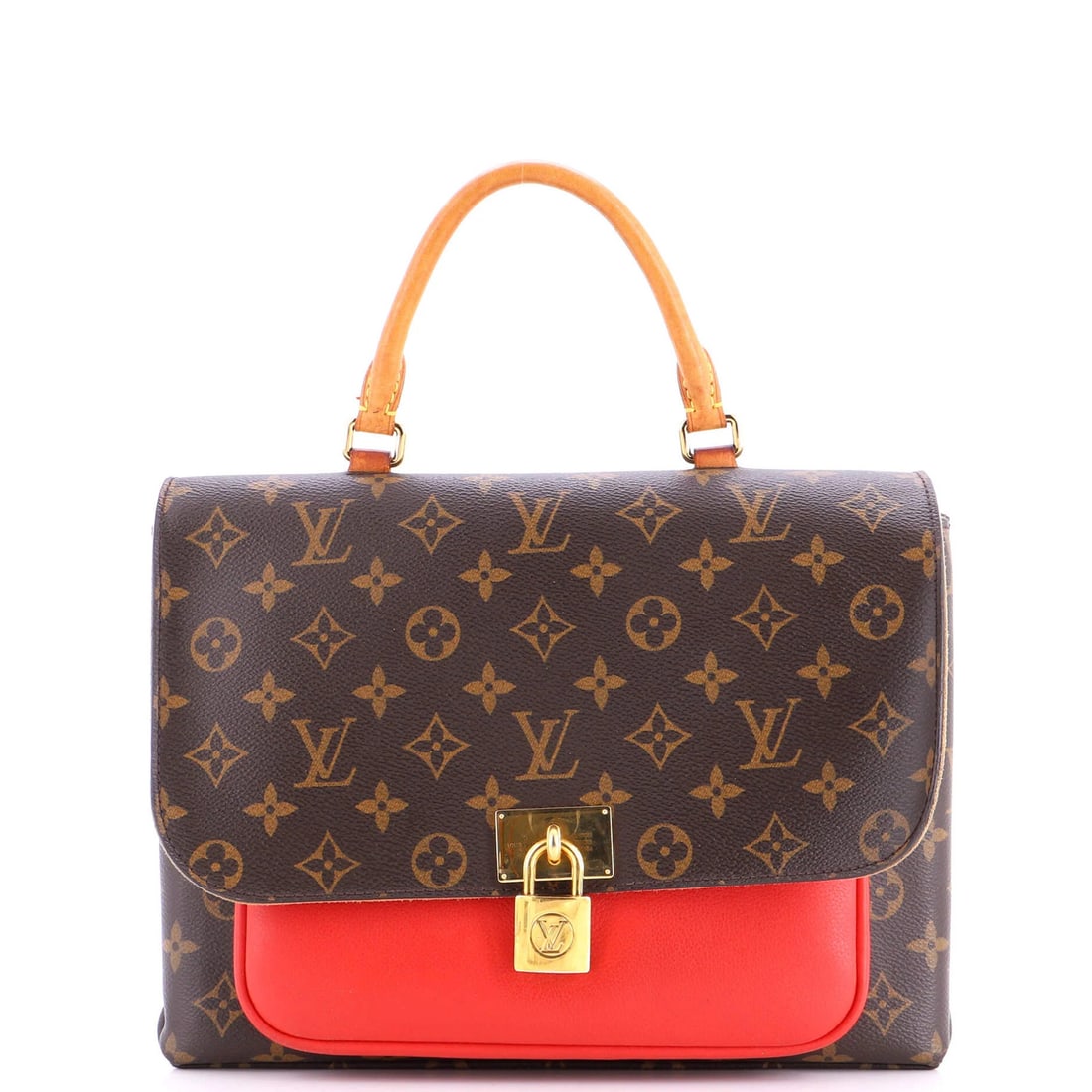 Canvas Monogram Leather with Louis Vuitton Handbag: Canvas Monogram Leather with Louis Vuitton Handbag Canvas Monogram Leather with Louis Vuitton Handbag in Brown. This Marignan Handbag features a unique combination of canvas coated leather and