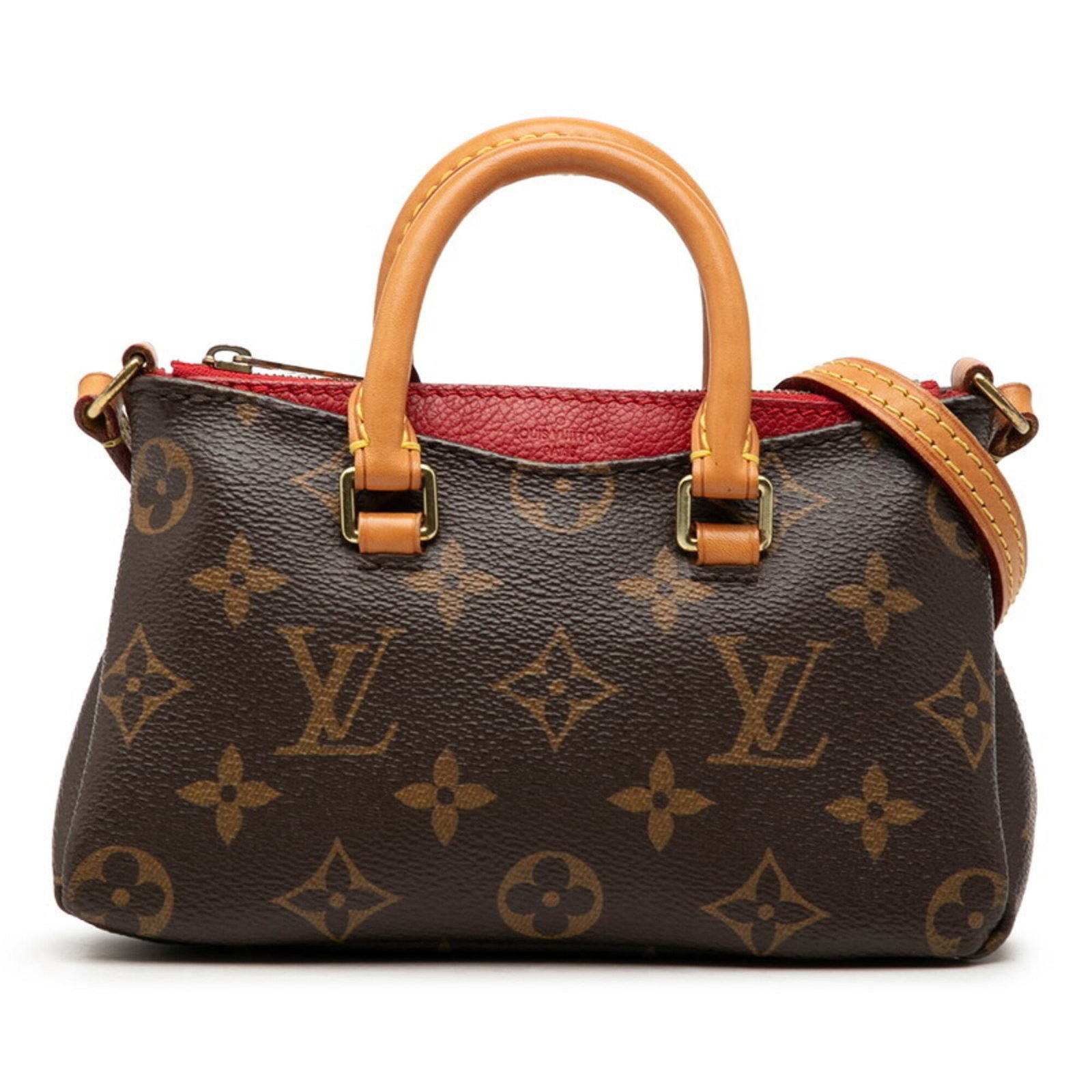 Handbag Leather Pvc Louis Vuitton Shoulder: Handbag Leather Pvc Louis Vuitton Shoulder PVC and leather combine in this Louis Vuitton shoulder bag, available in brown, cerise, and red colors. The bag measures 11.5cm x 18cm x 6cm and features a