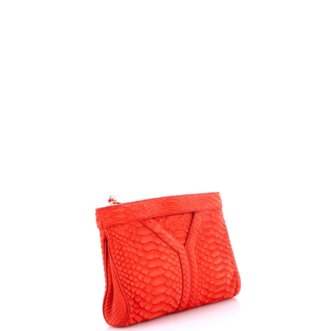 Saint Laurent Y Zip Python Clutch - 2